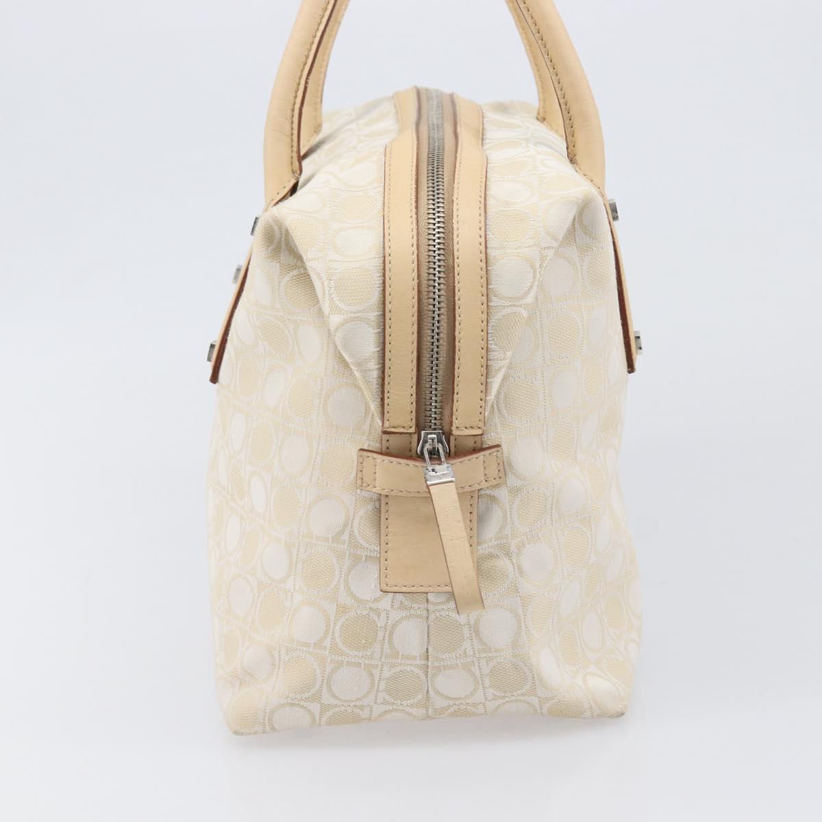 Salvatore Ferragamo Tote Bag Canvas Beige Silver Auth ka6029