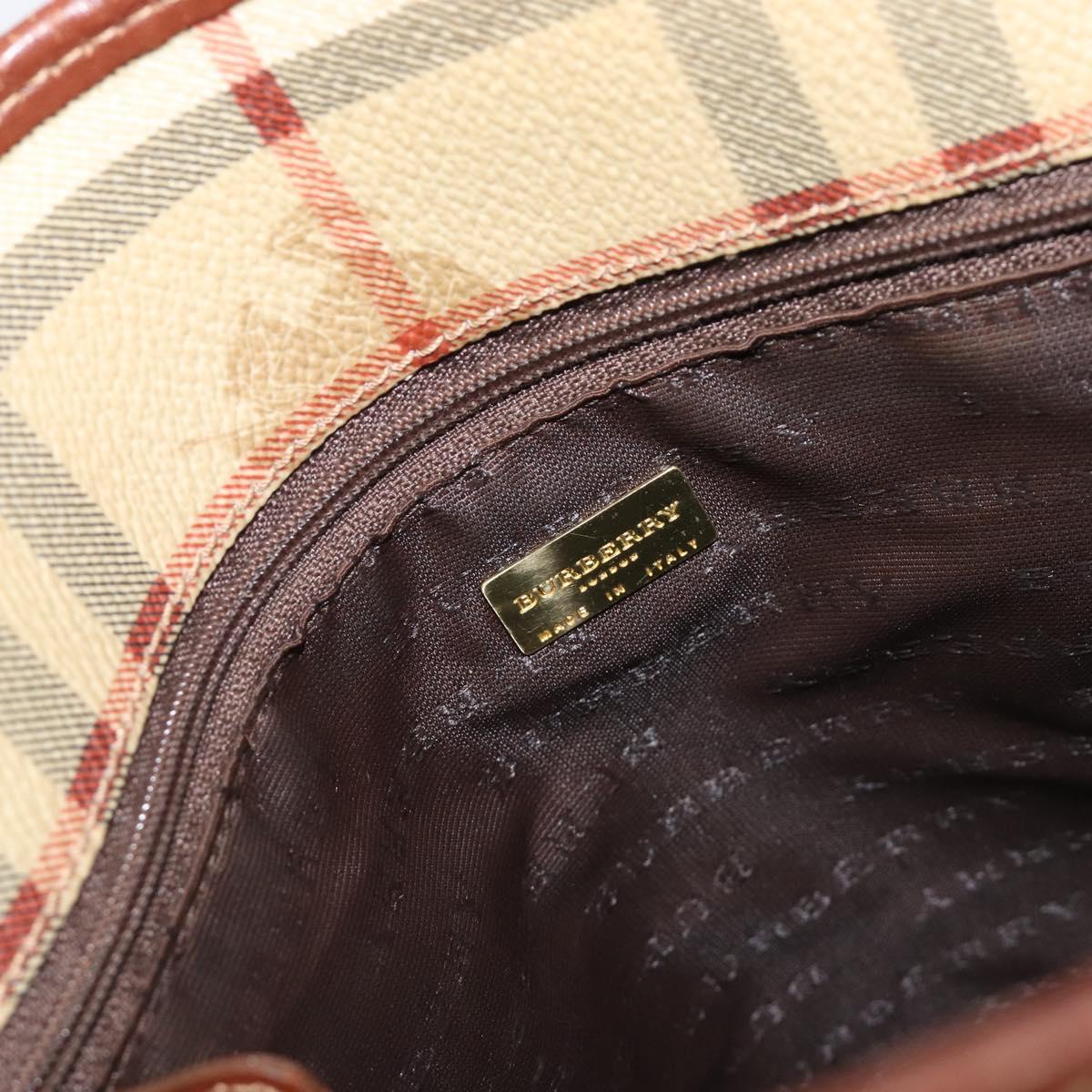 BURBERRY Nova Check Tote Bag PVC Beige Gold Auth ka6030