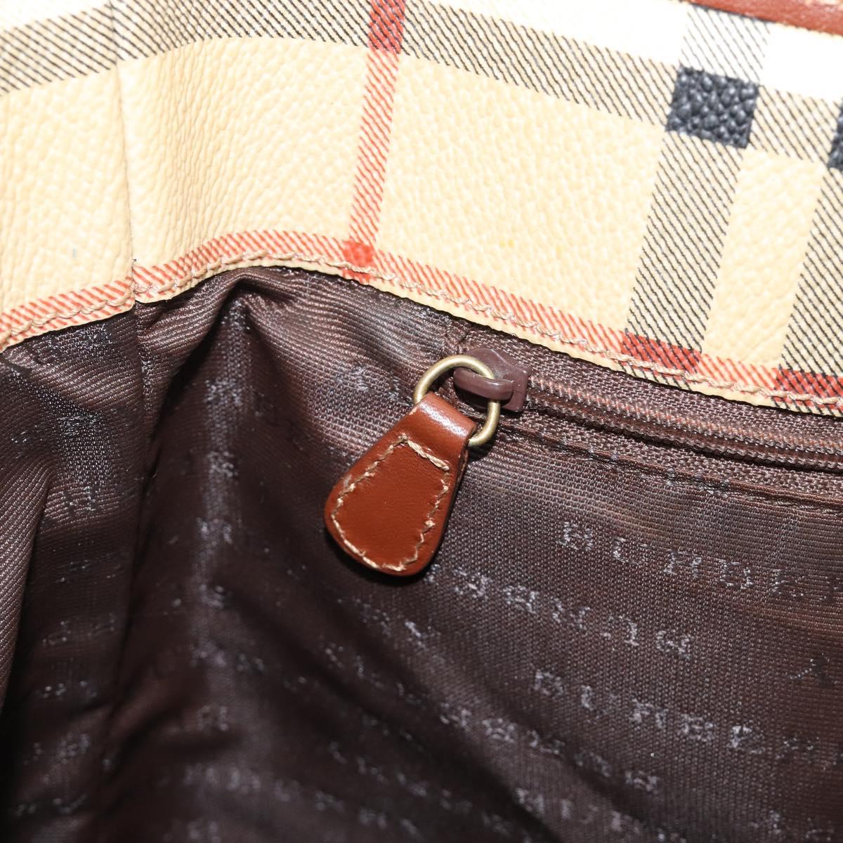 BURBERRY Nova Check Tote Bag PVC Beige Gold Auth ka6030