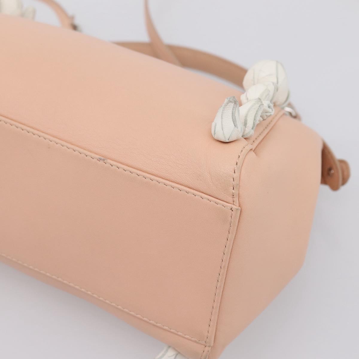 FENDI Mini Peek A Boo Hand Bag Leather 2way Pink Silver Auth ka6033V