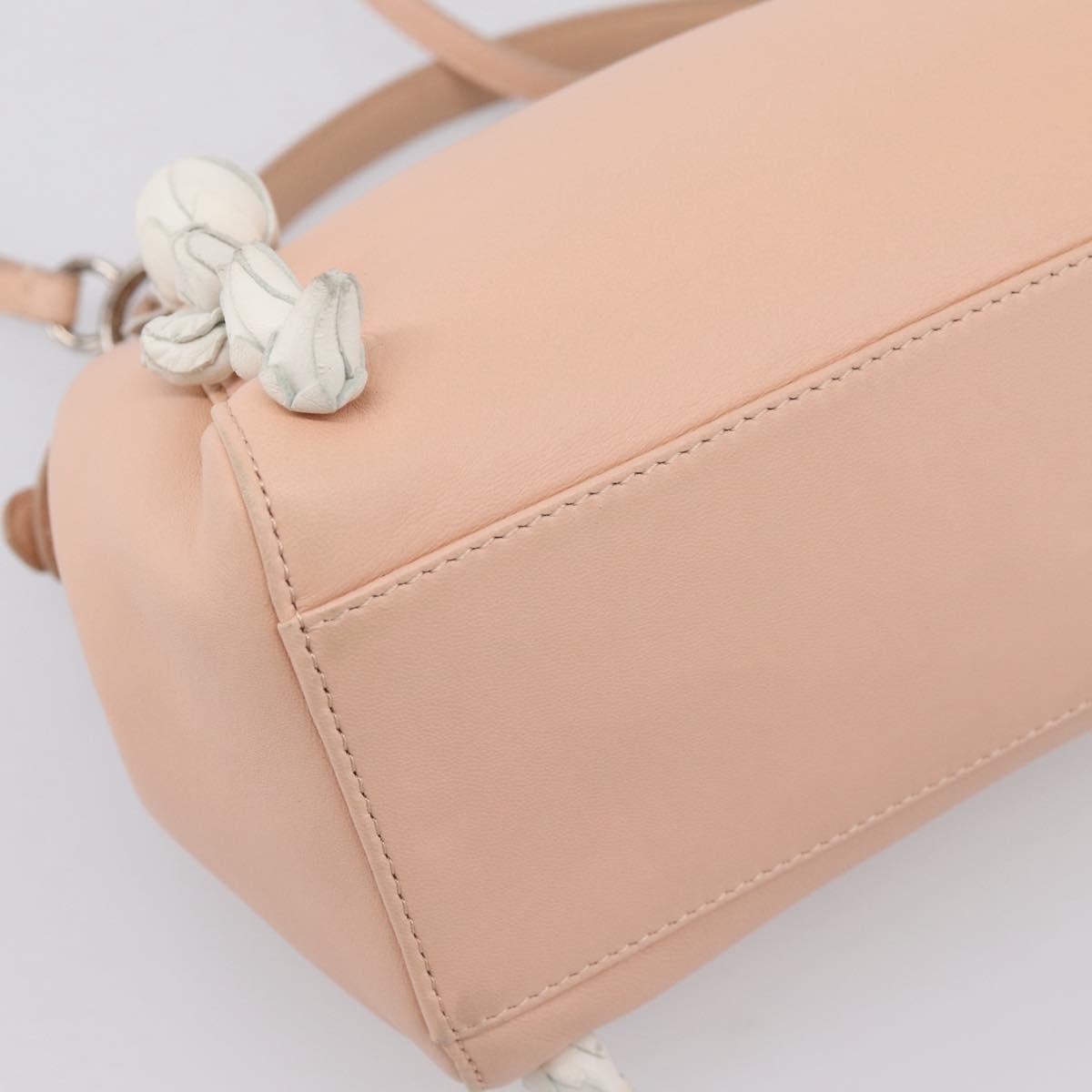 FENDI Mini Peek A Boo Hand Bag Leather 2way Pink Silver Auth ka6033V
