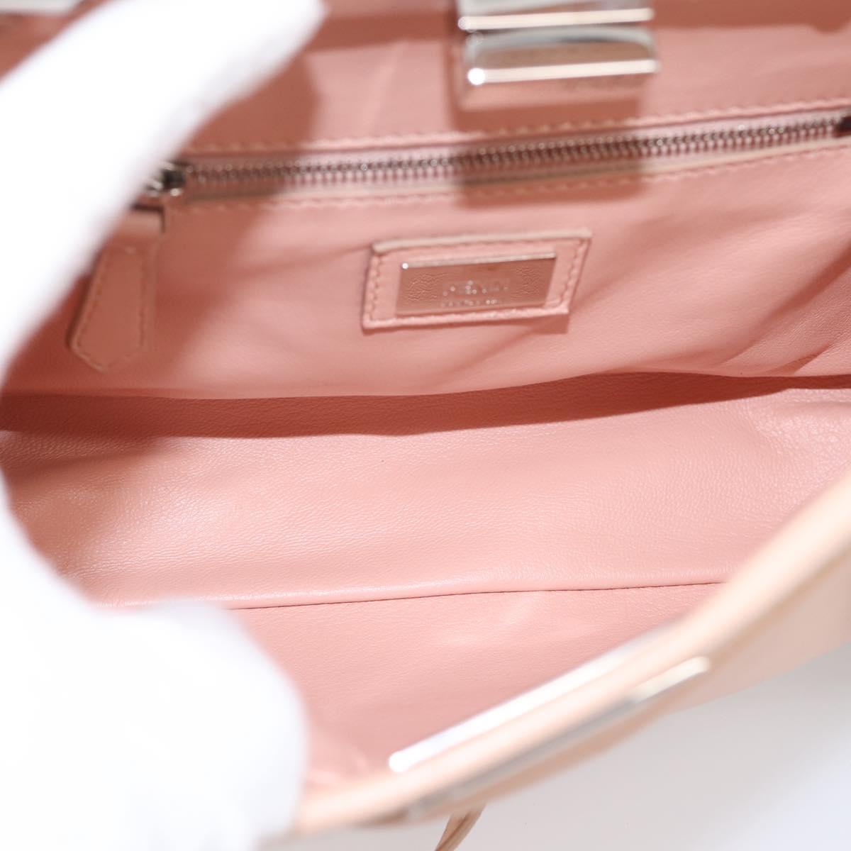 FENDI Mini Peek A Boo Hand Bag Leather 2way Pink Silver Auth ka6033V