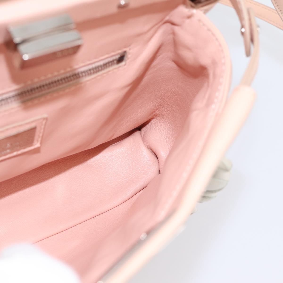FENDI Mini Peek A Boo Hand Bag Leather 2way Pink Silver Auth ka6033V