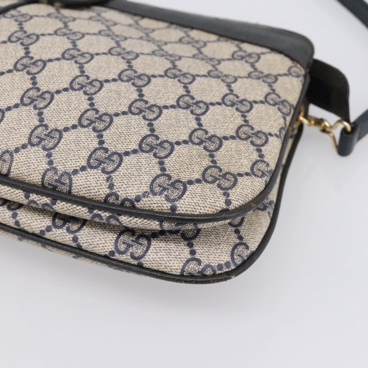 GUCCI GG Supreme Sherry Line Shoulder Bag PVC Navy Gold 904 02 043 Auth ka6034