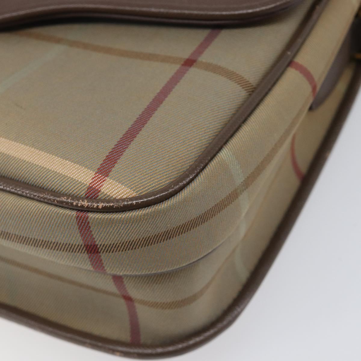 Burberrys Nova Check Shoulder Bag Canvas Beige Gold Auth ka6035
