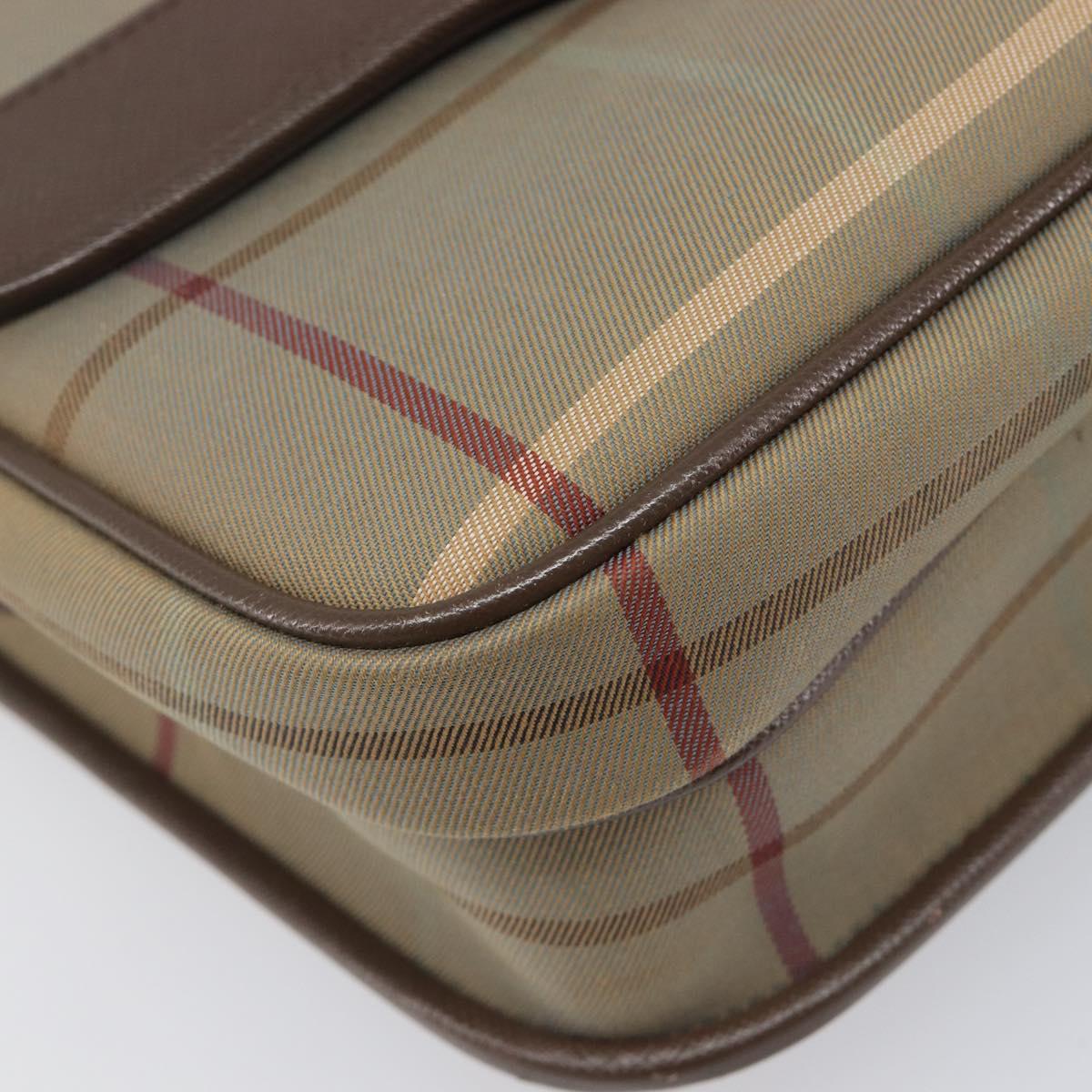 Burberrys Nova Check Shoulder Bag Canvas Beige Gold Auth ka6035