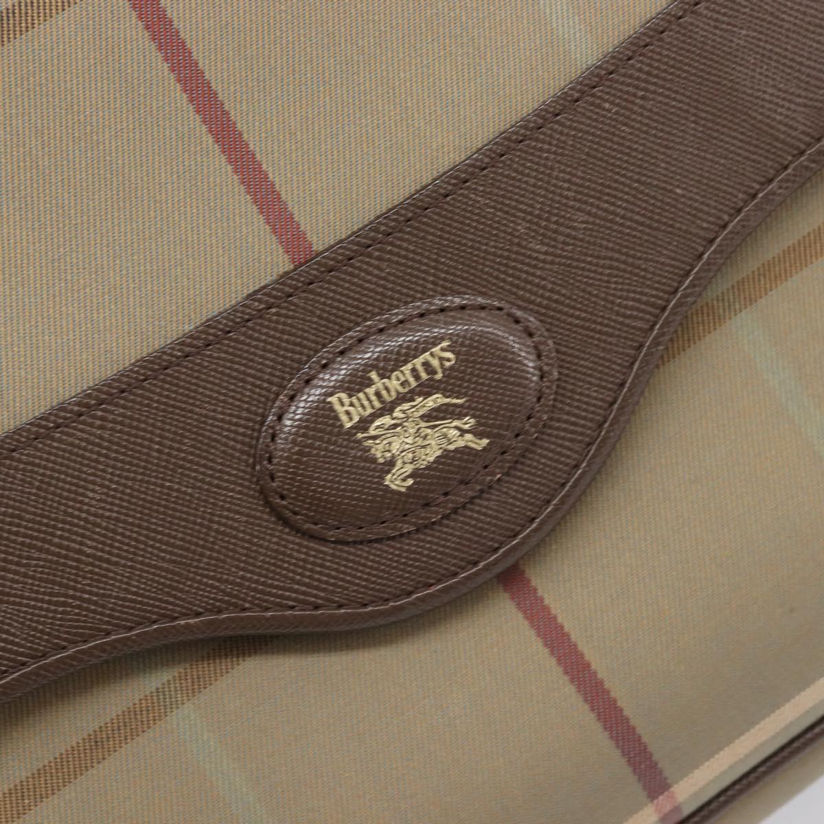 Burberrys Nova Check Shoulder Bag Canvas Beige Gold Auth ka6035