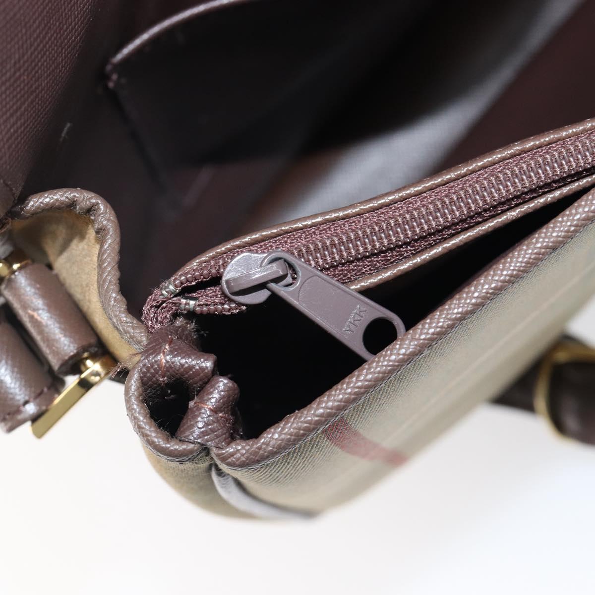 Burberrys Nova Check Shoulder Bag Canvas Beige Gold Auth ka6035