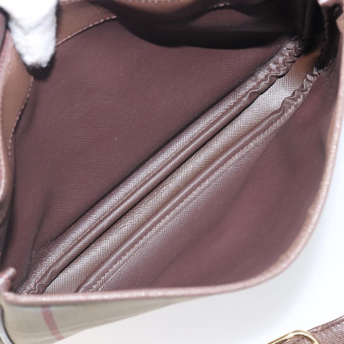 Burberrys Nova Check Shoulder Bag Canvas Beige Gold Auth ka6035