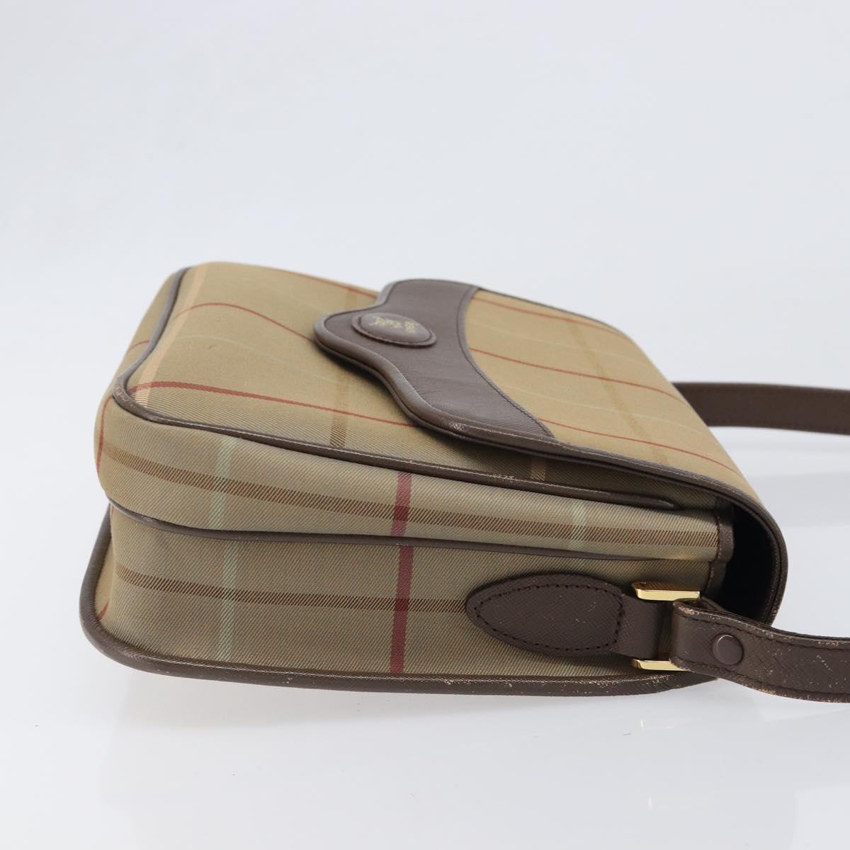 Burberrys Nova Check Shoulder Bag Canvas Beige Gold Auth ka6035