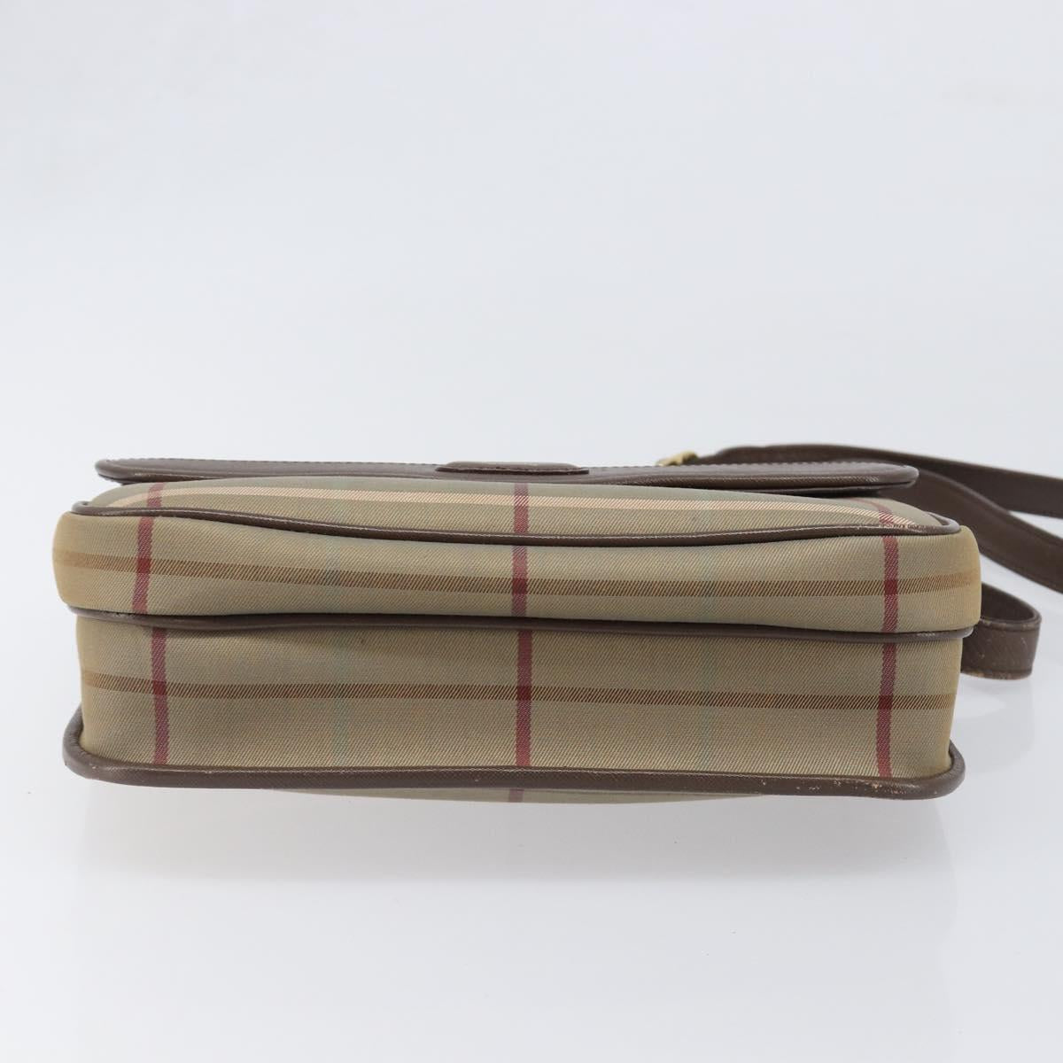 Burberrys Nova Check Shoulder Bag Canvas Beige Gold Auth ka6035