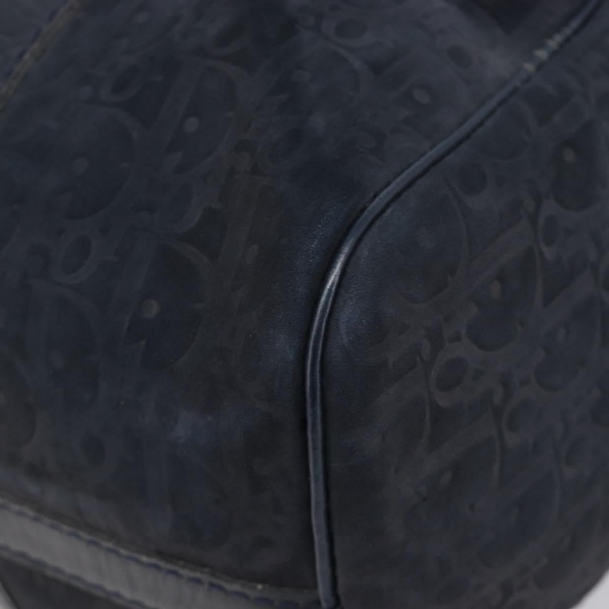 Christian Dior Trotter Canvas Boston Bag Suede Navy Silver Auth ka6036