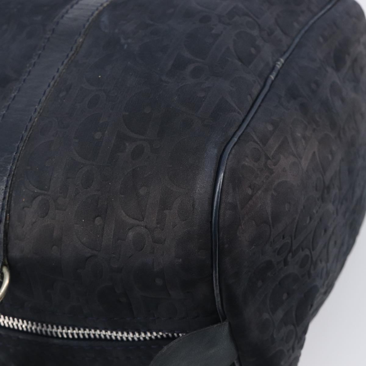 Christian Dior Trotter Canvas Boston Bag Suede Navy Silver Auth ka6036