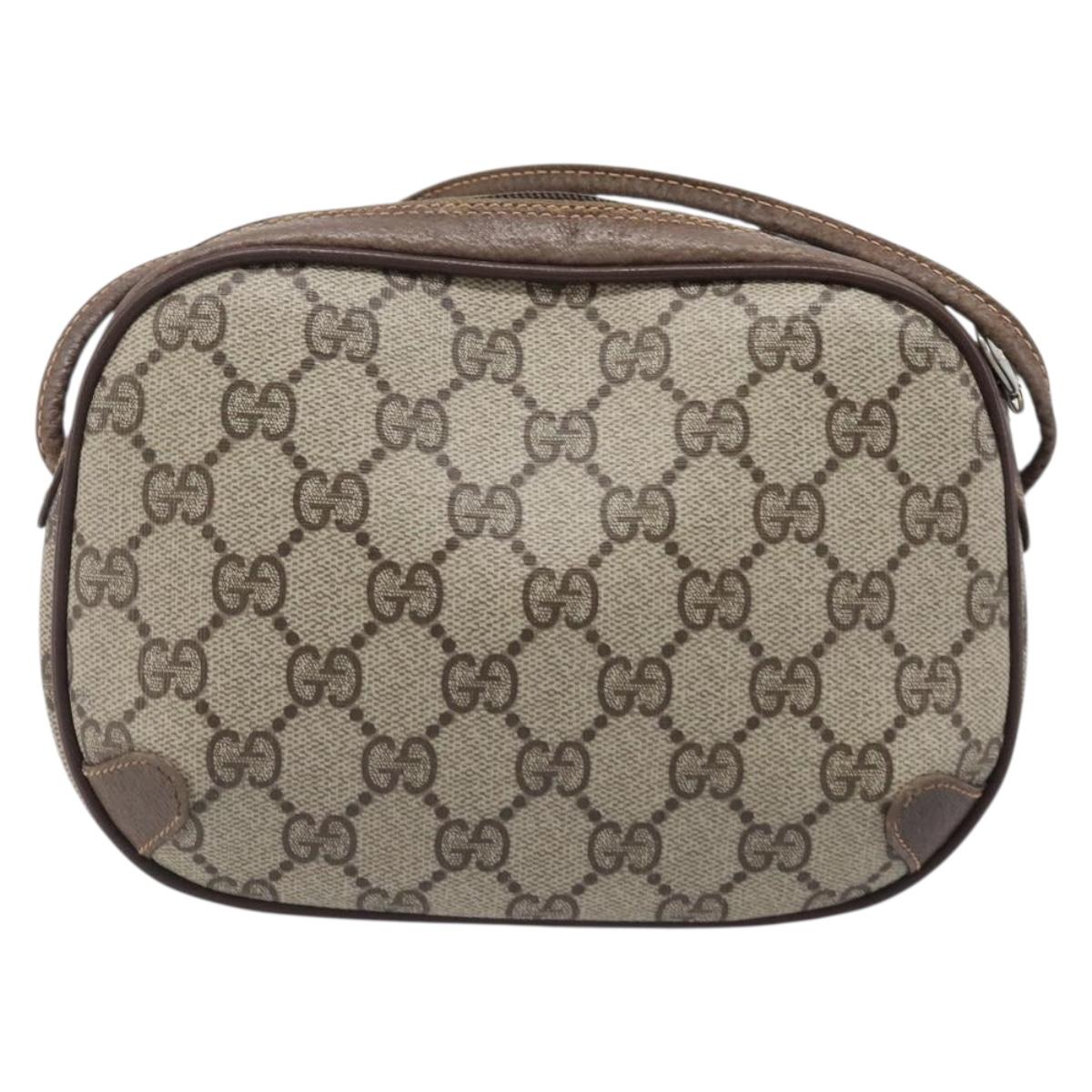 GUCCI GG Supreme Web Sherry Line Bag PVC Beige Gold 89 02 066 Auth ka6037