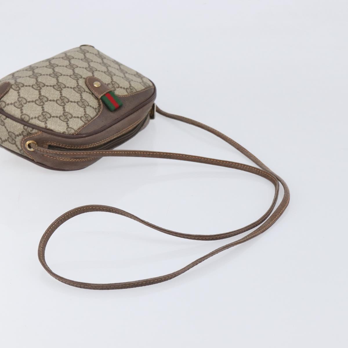 GUCCI GG Supreme Web Sherry Line Bag PVC Beige Gold 89 02 066 Auth ka6037