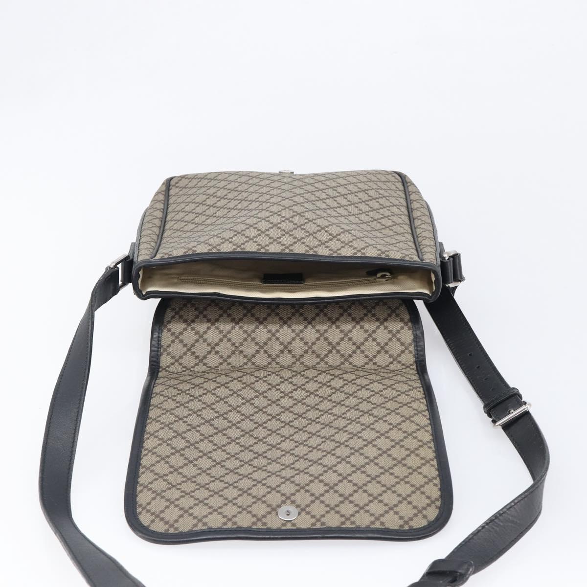 GUCCI Diamante Shoulder Bag Canvas Leather Brown Silver 295679 Auth ka6042