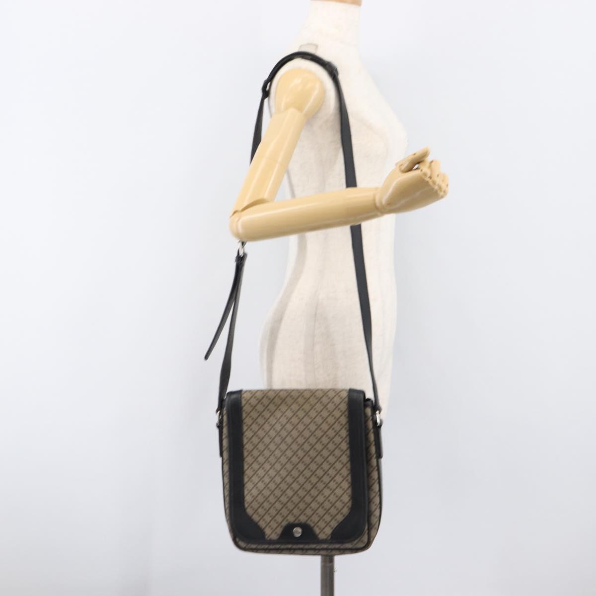 GUCCI Diamante Shoulder Bag Canvas Leather Brown Silver 295679 Auth ka6042