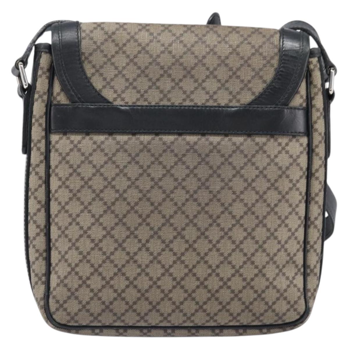 GUCCI Diamante Shoulder Bag Canvas Leather Brown Silver 295679 Auth ka6042