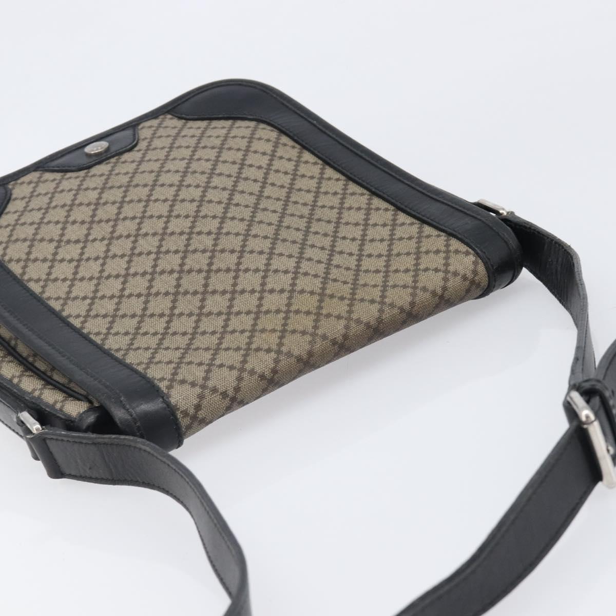 GUCCI Diamante Shoulder Bag Canvas Leather Brown Silver 295679 Auth ka6042