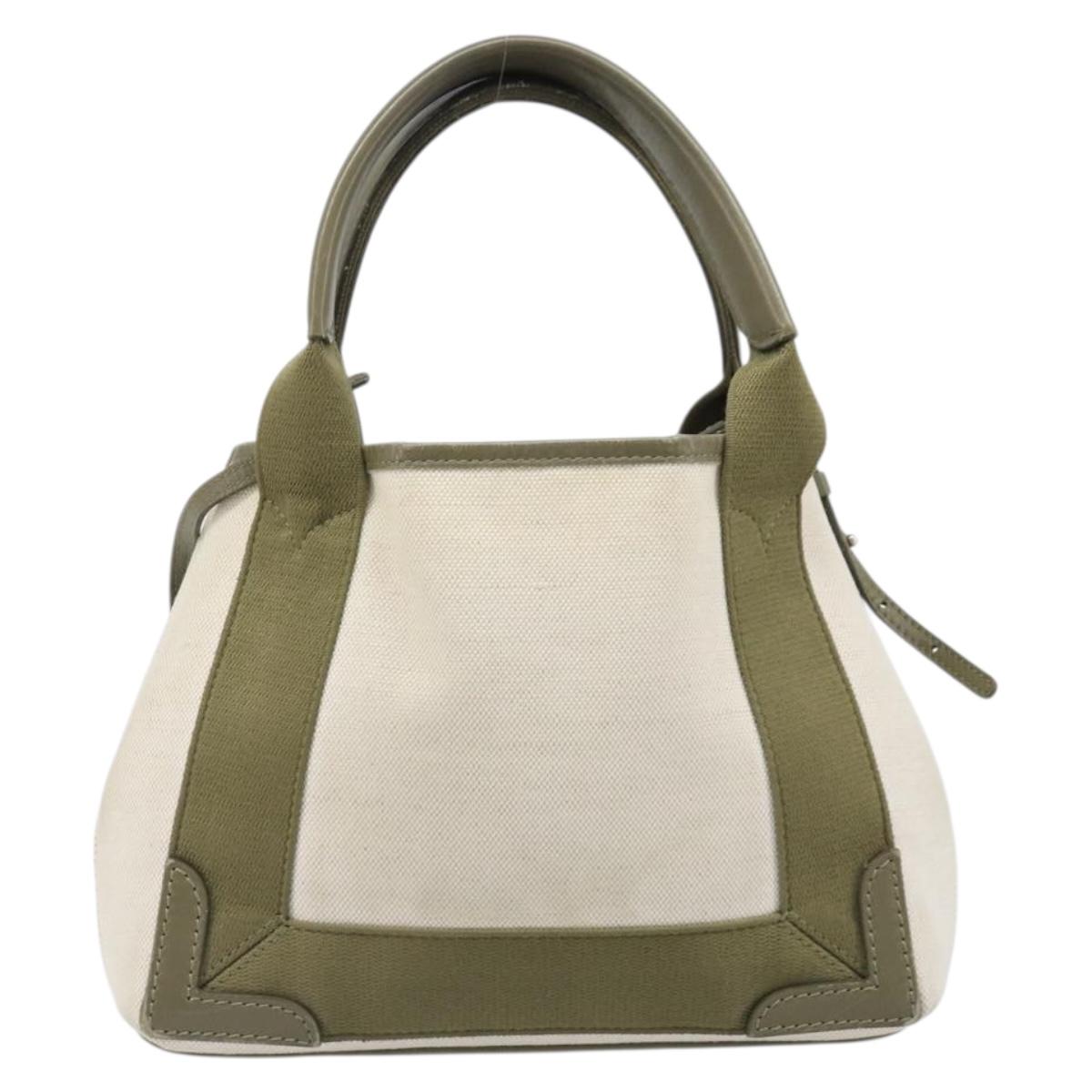 BALENCIAGA Navy Cabas XS Hand Bag Leather 2way White Silver 390346 Auth ka6043A