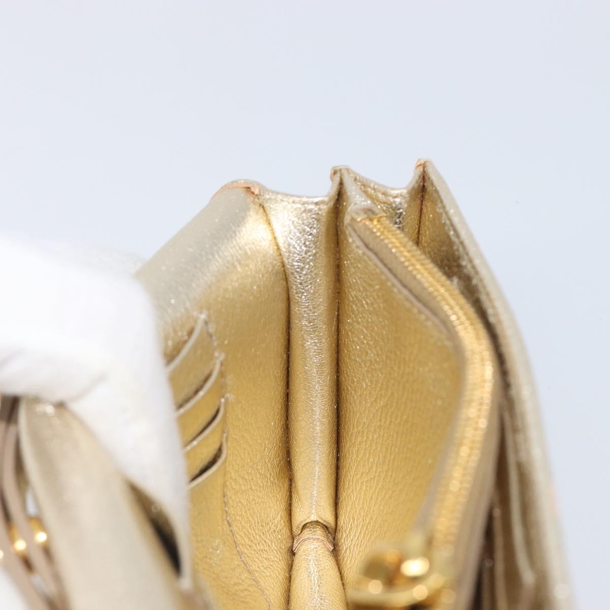 Miu Miu Chain Wallet Shoulder Bag Leather Gold Auth ka6046V
