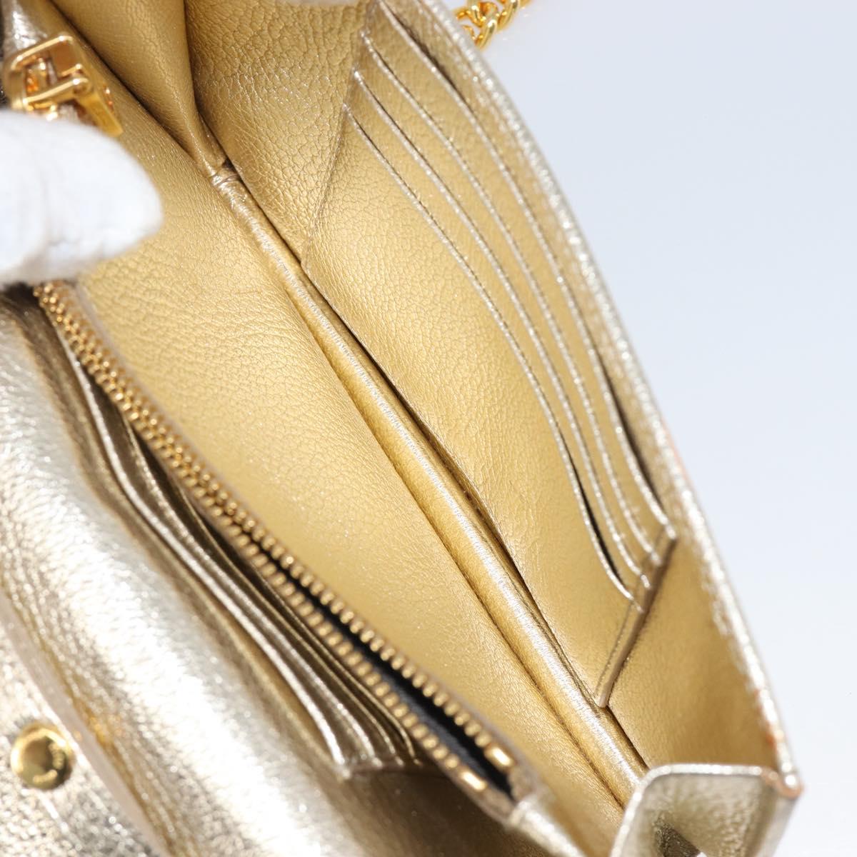 Miu Miu Chain Wallet Shoulder Bag Leather Gold Auth ka6046V