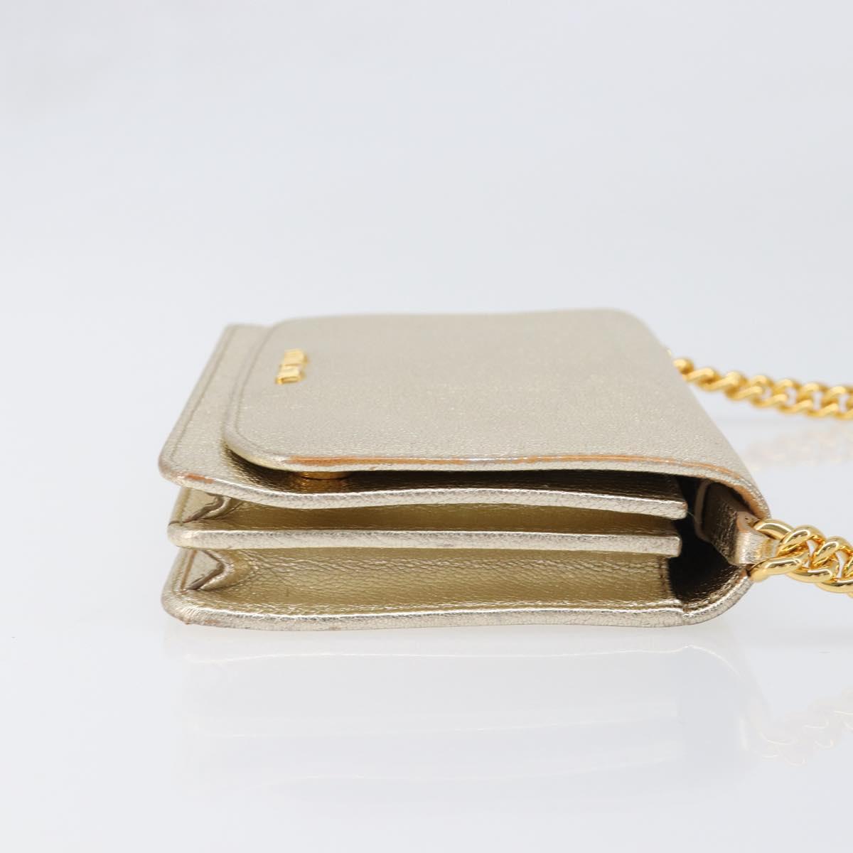 Miu Miu Chain Wallet Shoulder Bag Leather Gold Auth ka6046V