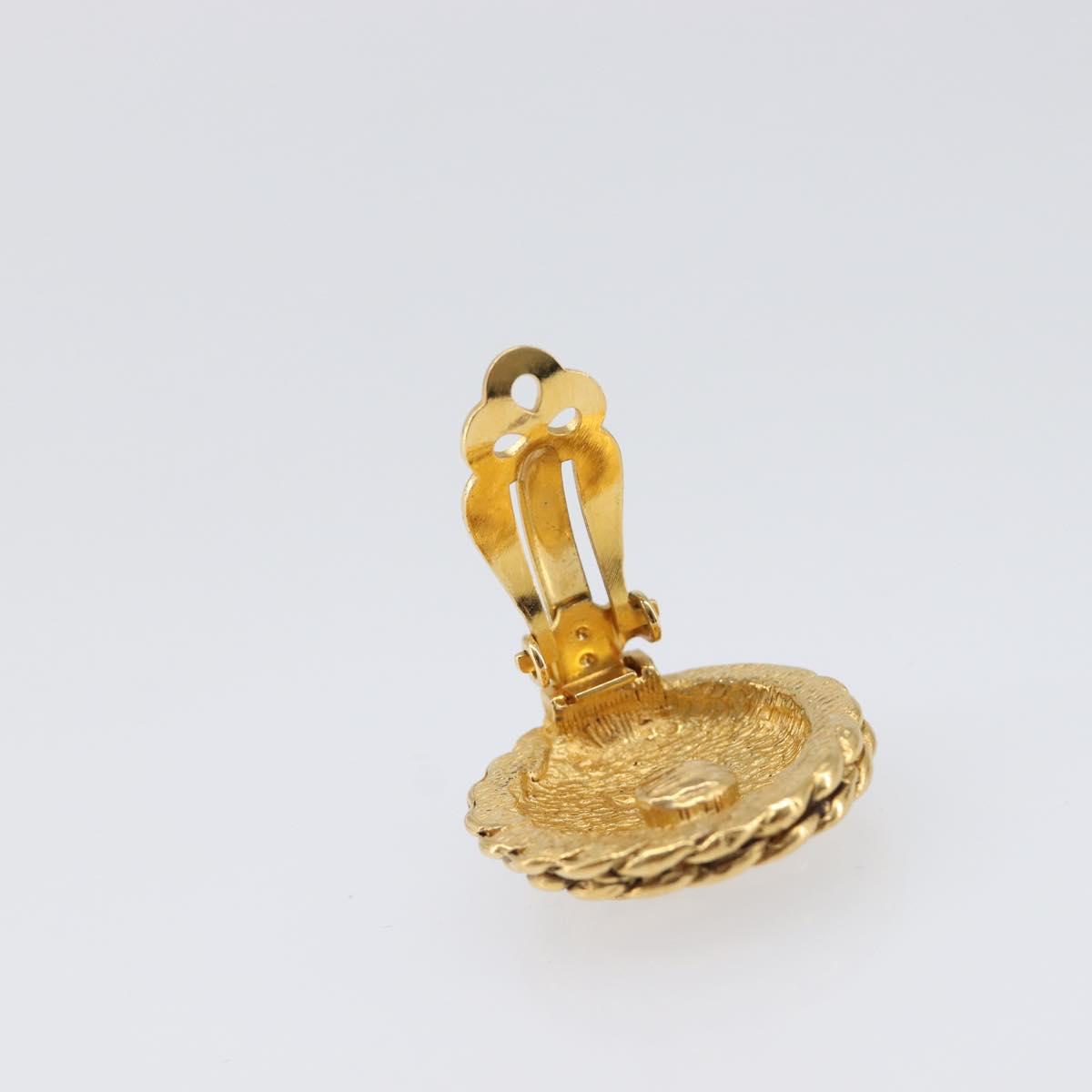 CHANEL Earring metal Gold Tone CC Auth ka6048