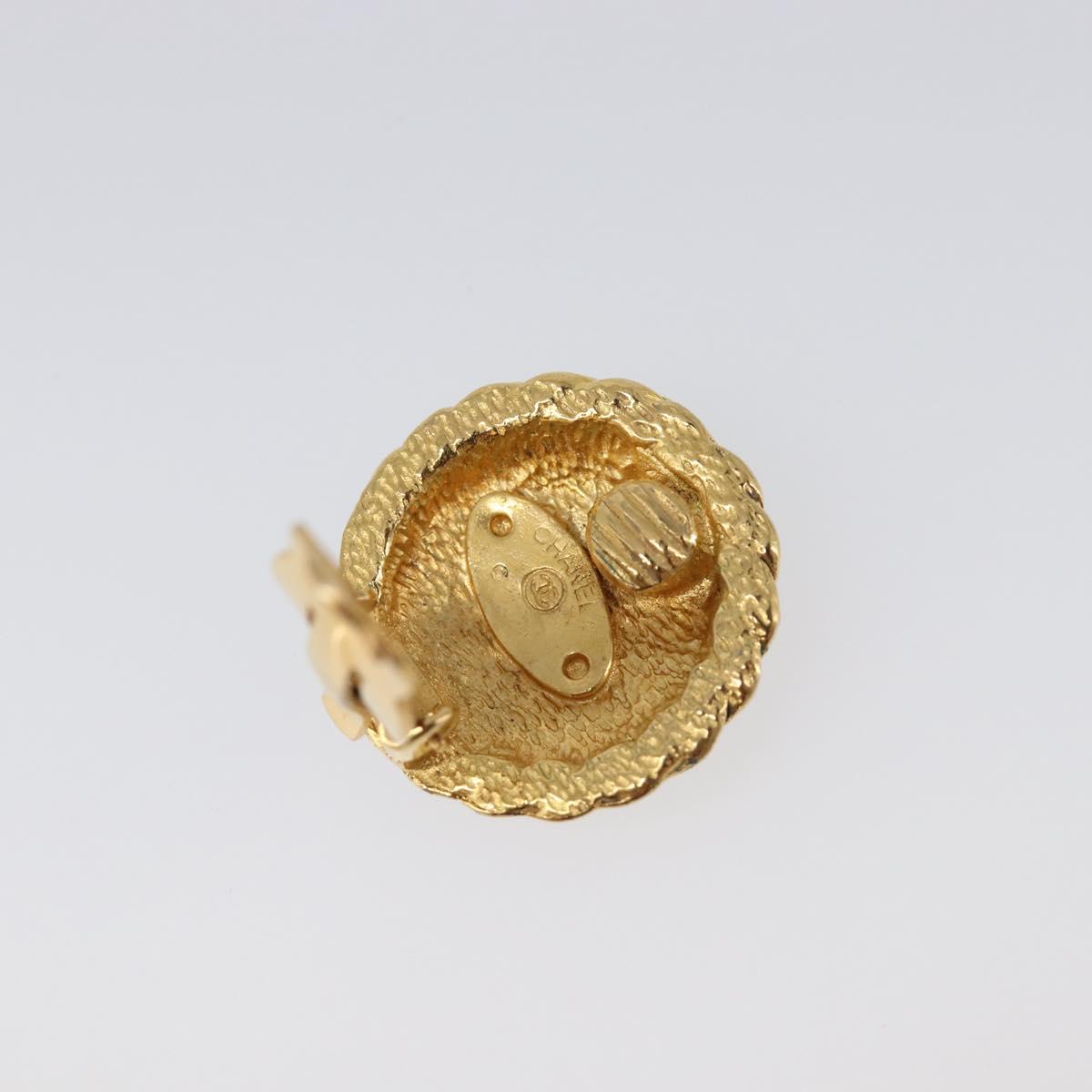 CHANEL Earring metal Gold Tone CC Auth ka6048