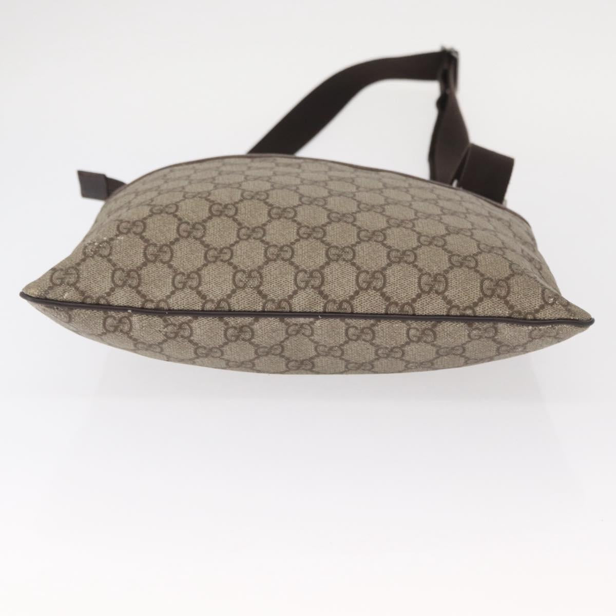 GUCCI GG Supreme Shoulder Bag PVC Beige Silver 141626 Auth ka605