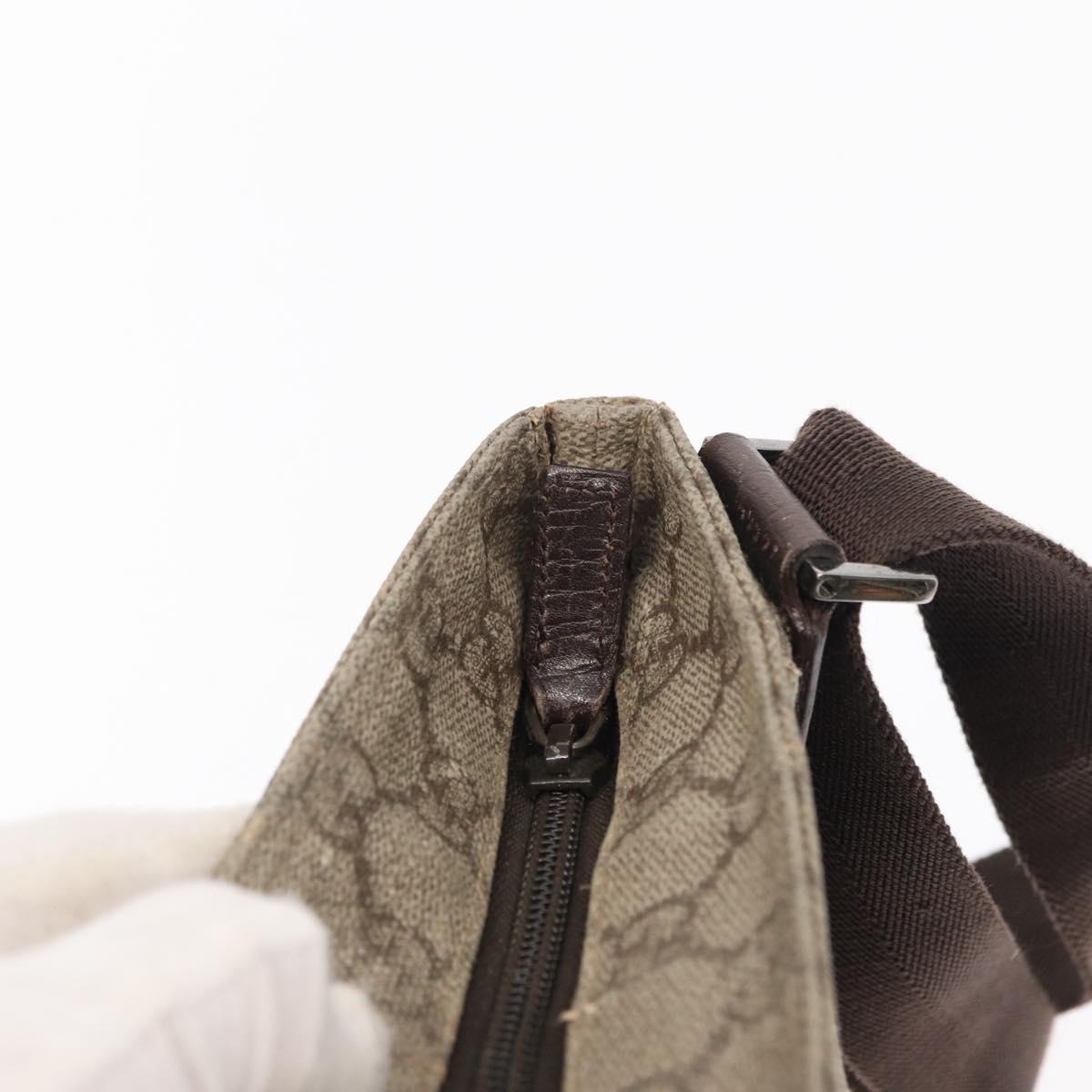 GUCCI GG Supreme Shoulder Bag PVC Beige Silver 141626 Auth ka605