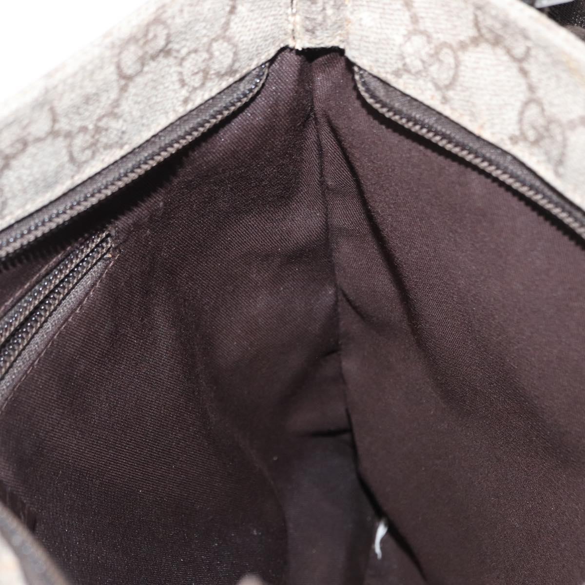 GUCCI GG Supreme Shoulder Bag PVC Beige Silver 141626 Auth ka605