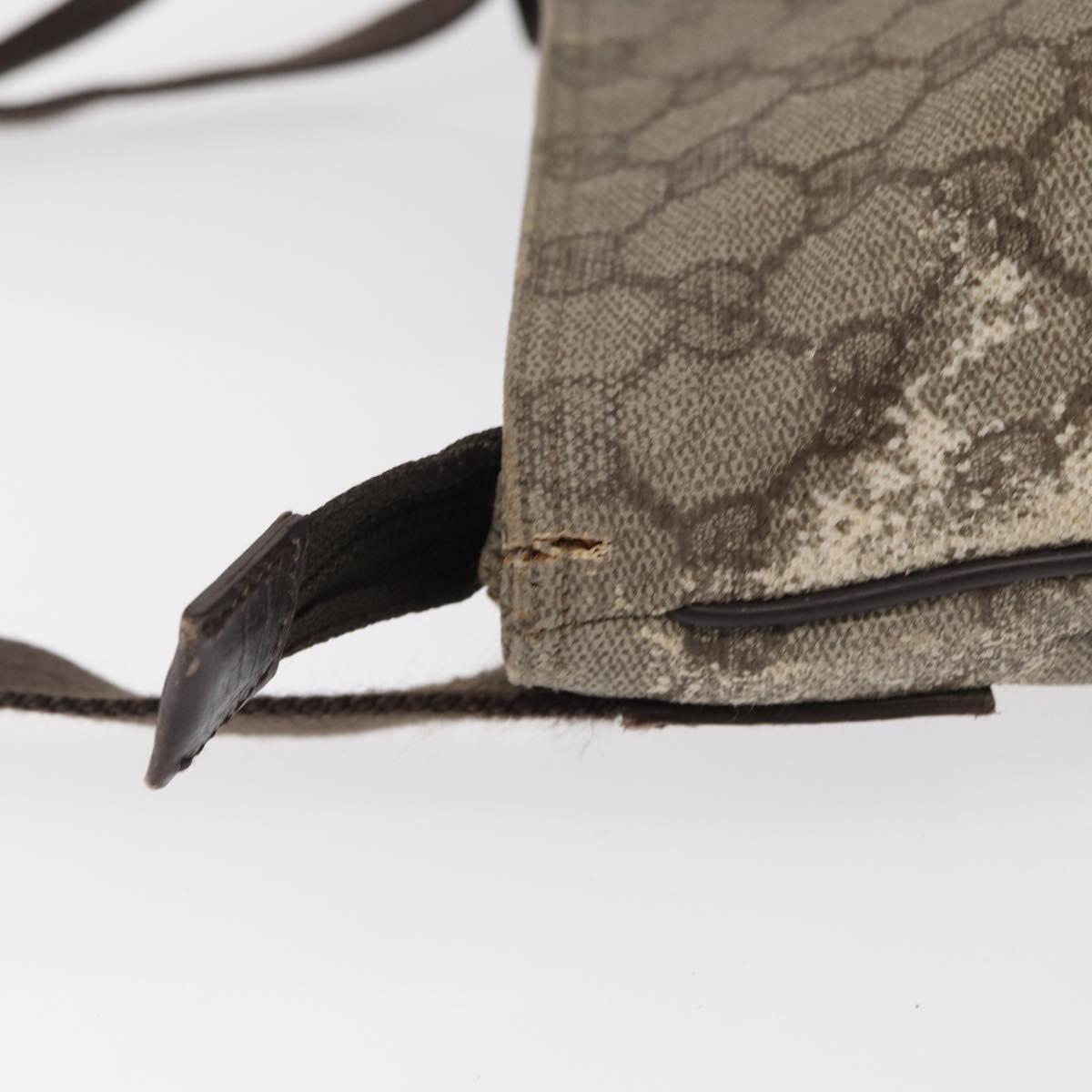 GUCCI GG Supreme Shoulder Bag PVC Beige Silver 141626 Auth ka605