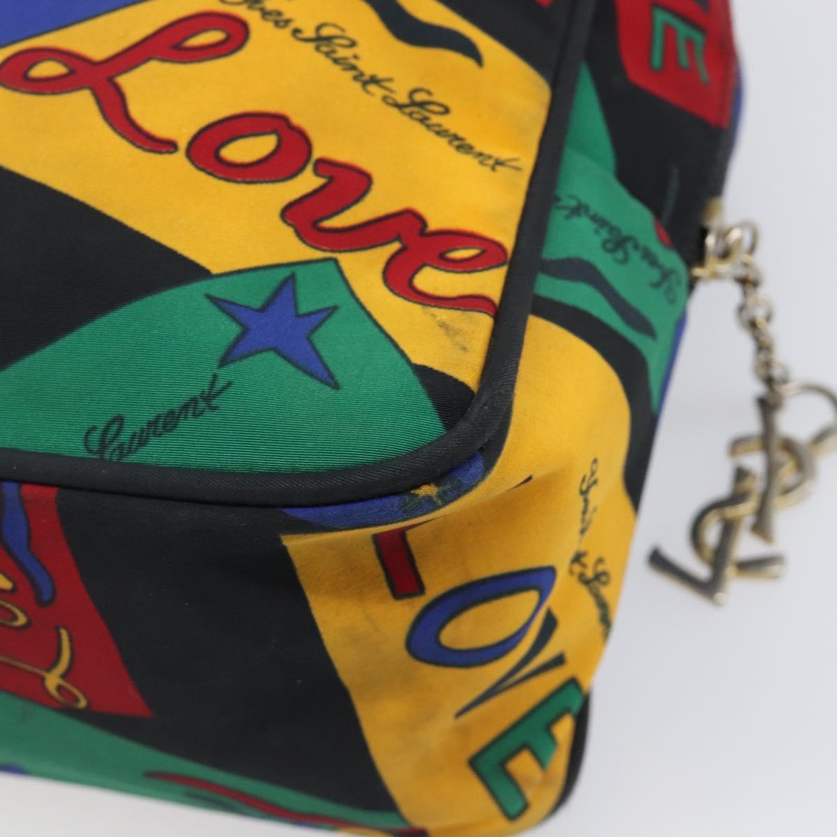 SAINT LAURENT Hand Bag Nylon Multicolor Gold Auth ka6053