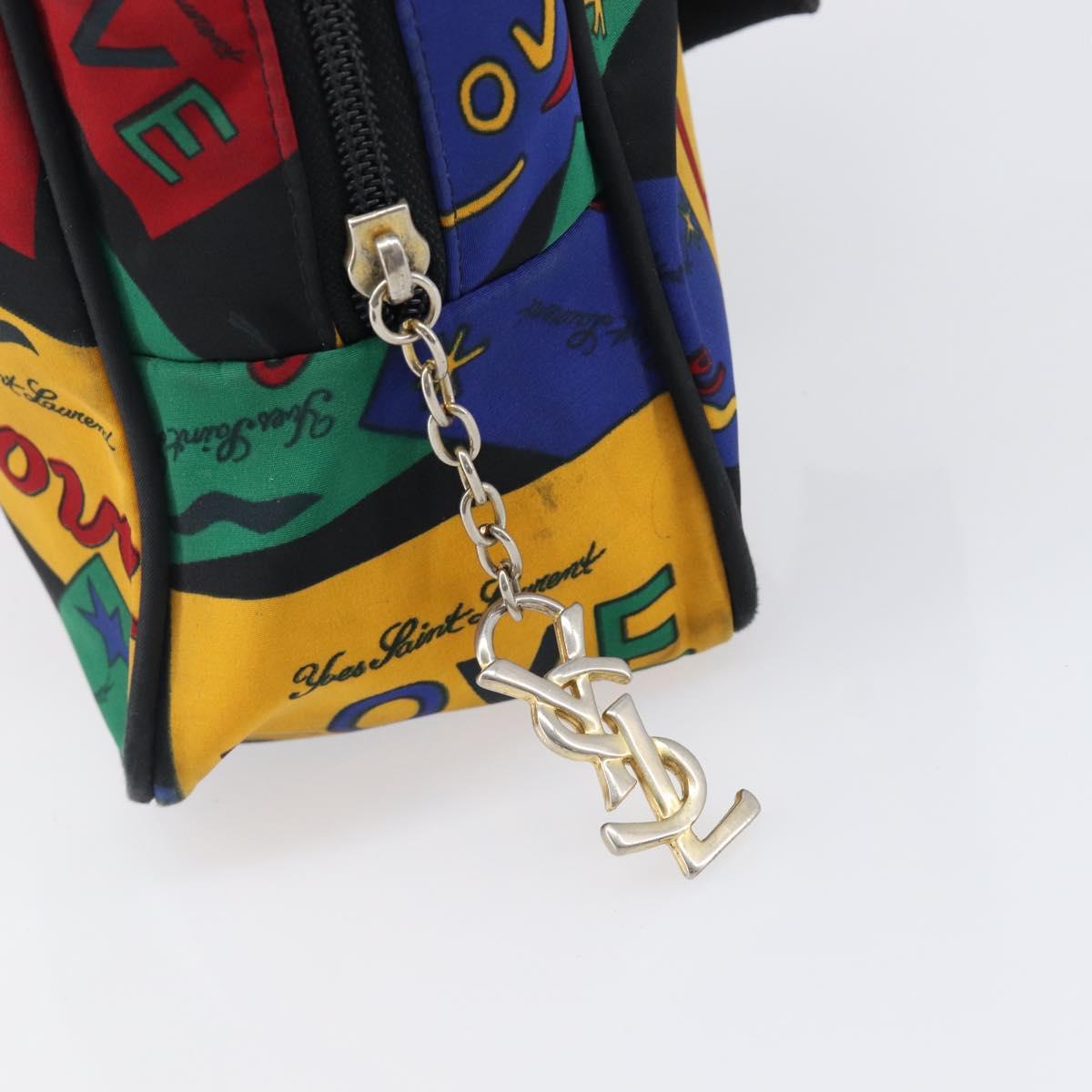 SAINT LAURENT Hand Bag Nylon Multicolor Gold Auth ka6053