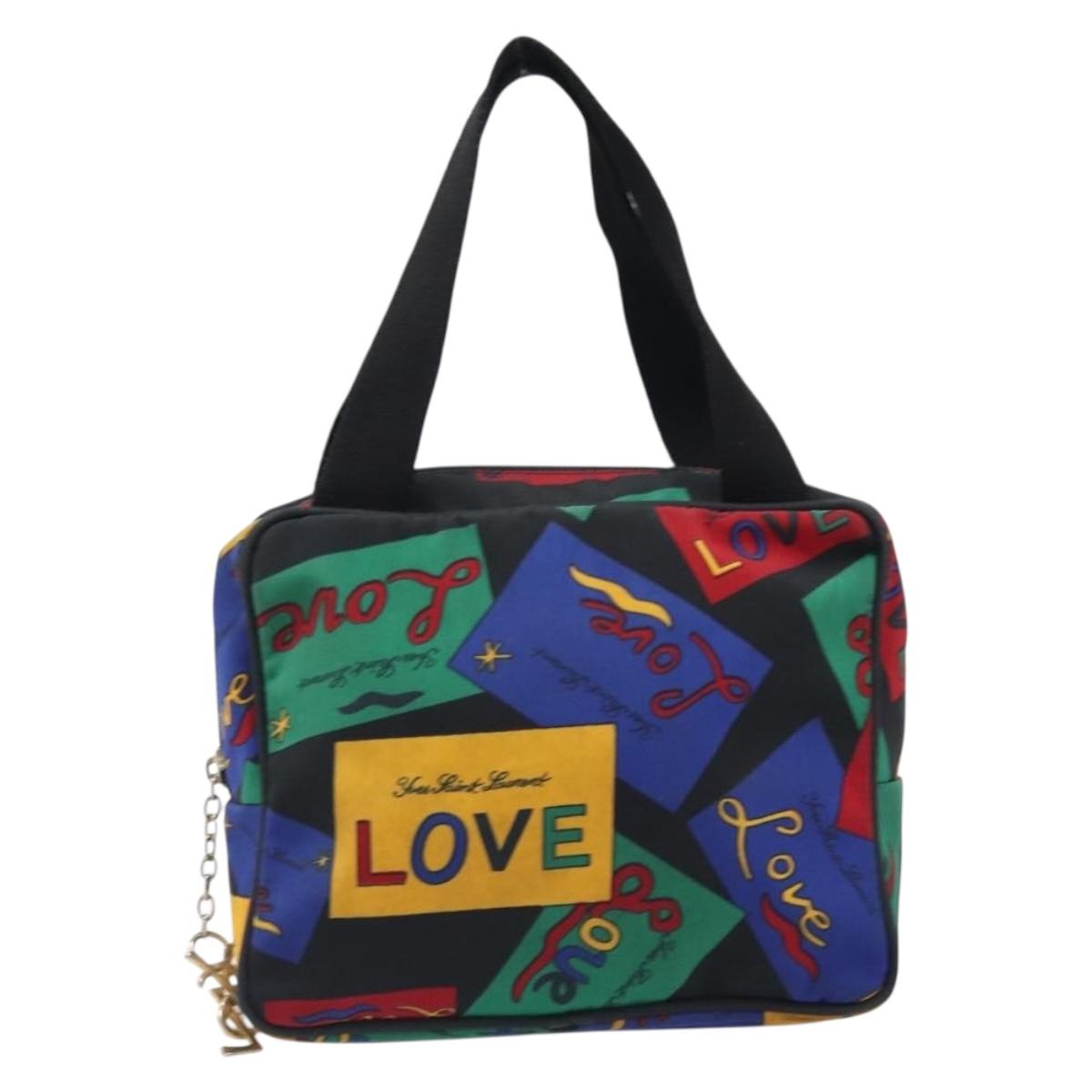 SAINT LAURENT Hand Bag Nylon Multicolor Gold Auth ka6053