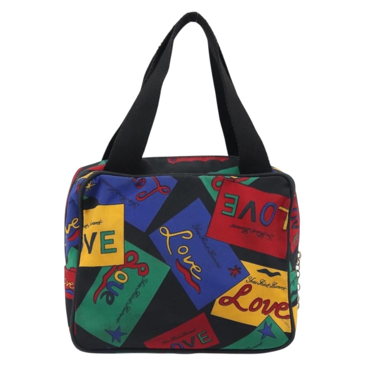 SAINT LAURENT Hand Bag Nylon Multicolor Gold Auth ka6053
