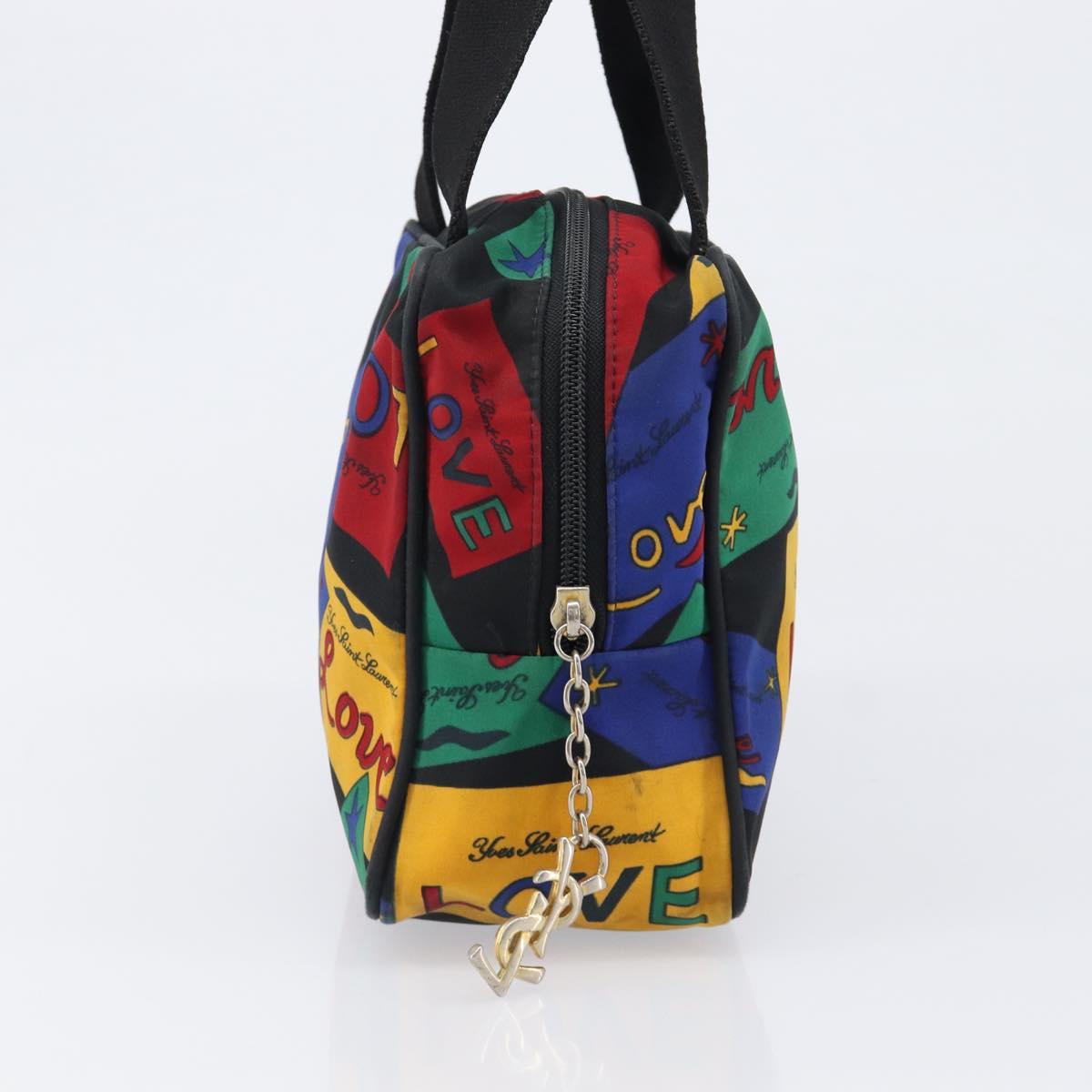 SAINT LAURENT Hand Bag Nylon Multicolor Gold Auth ka6053