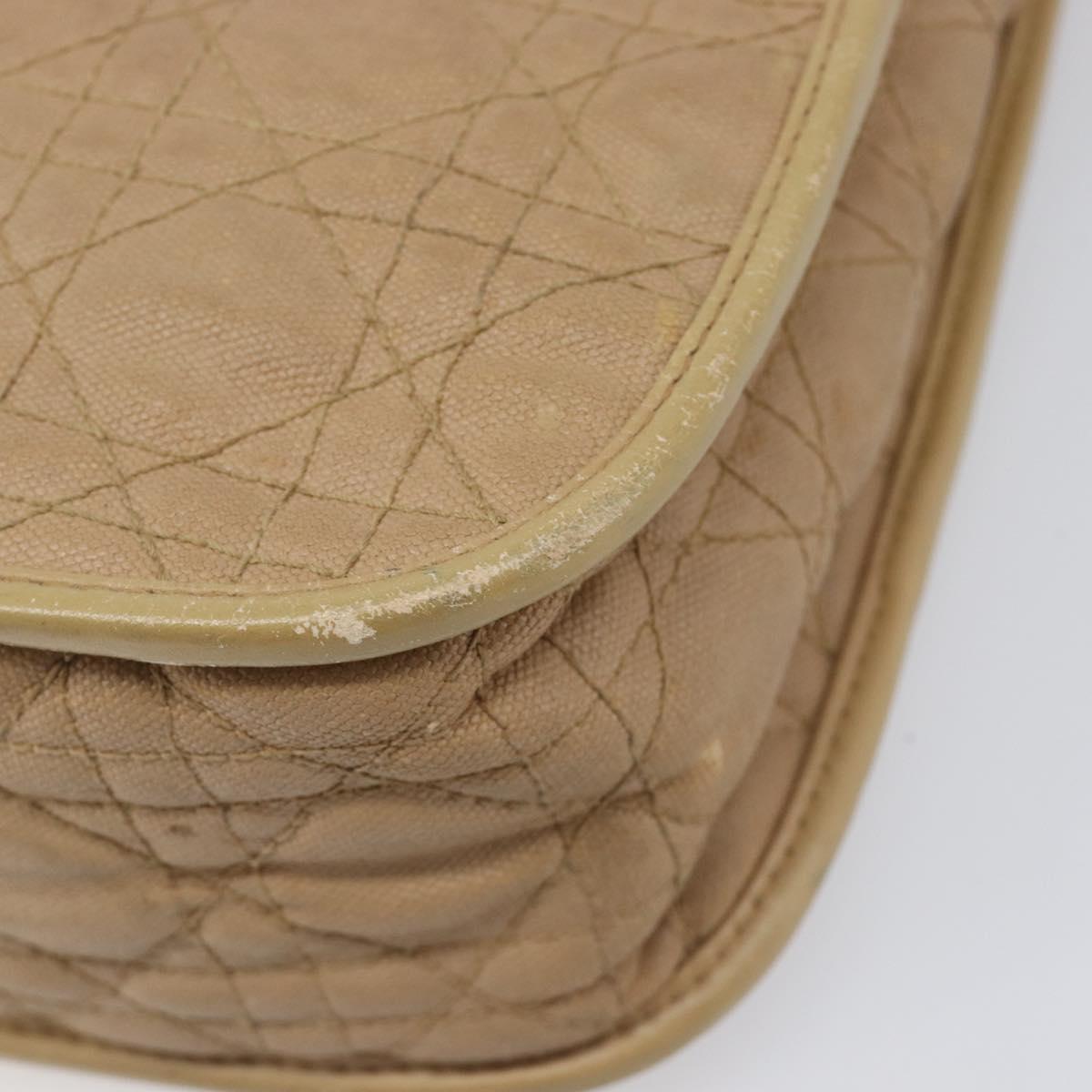 Christian Dior Lady Dior Canage Bag Coated Canvas Beige Gold Auth ka6054