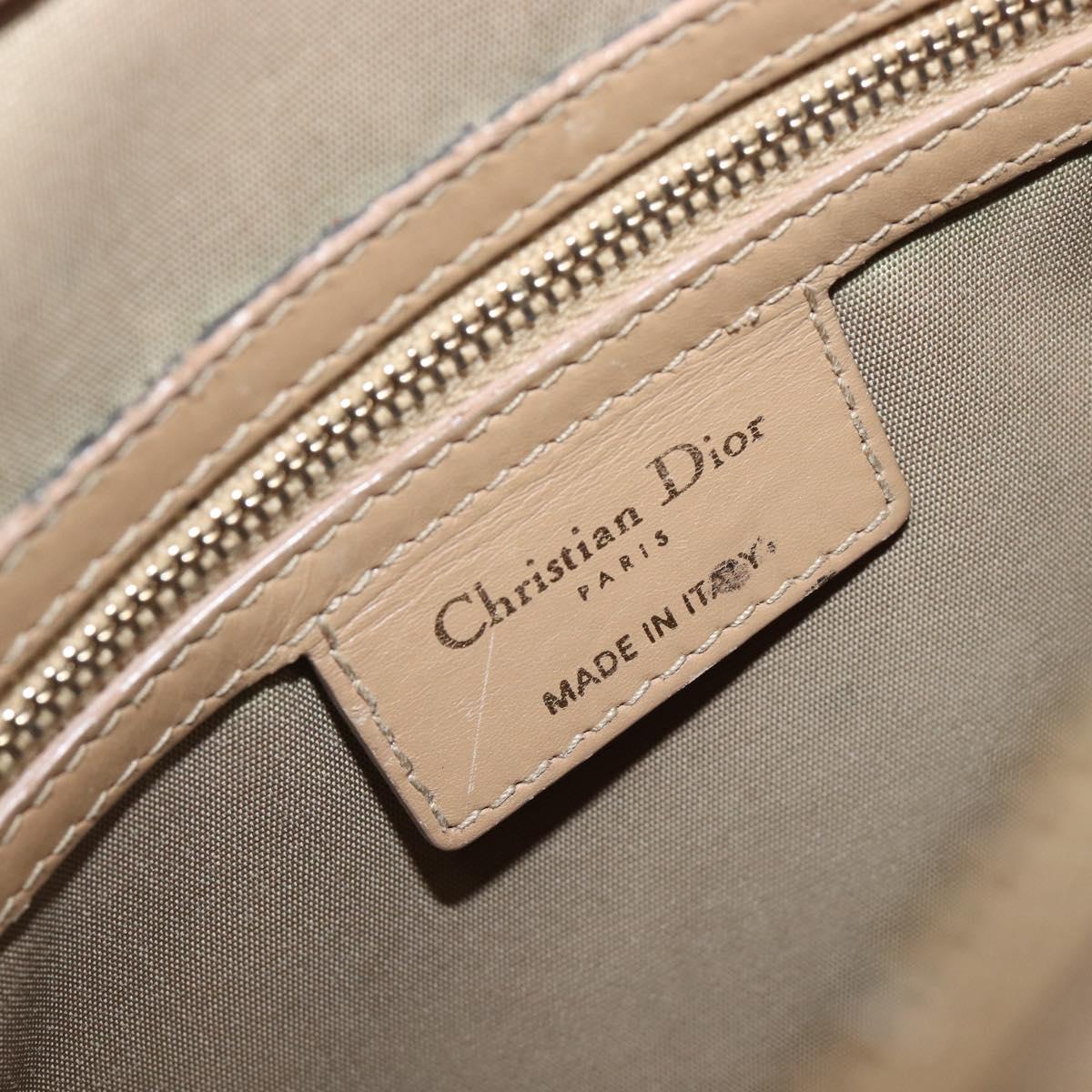 Christian Dior Lady Dior Canage Bag Coated Canvas Beige Gold Auth ka6054