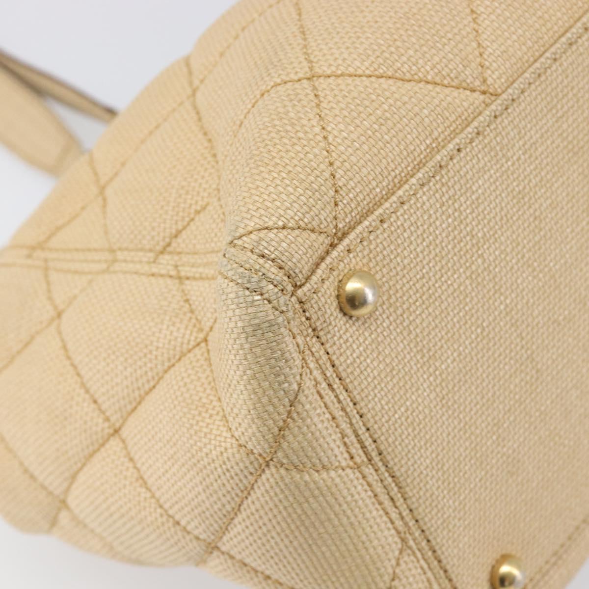 CHANEL Matelasse Tote Bag Raffia Beige Gold CC Auth ka6055A