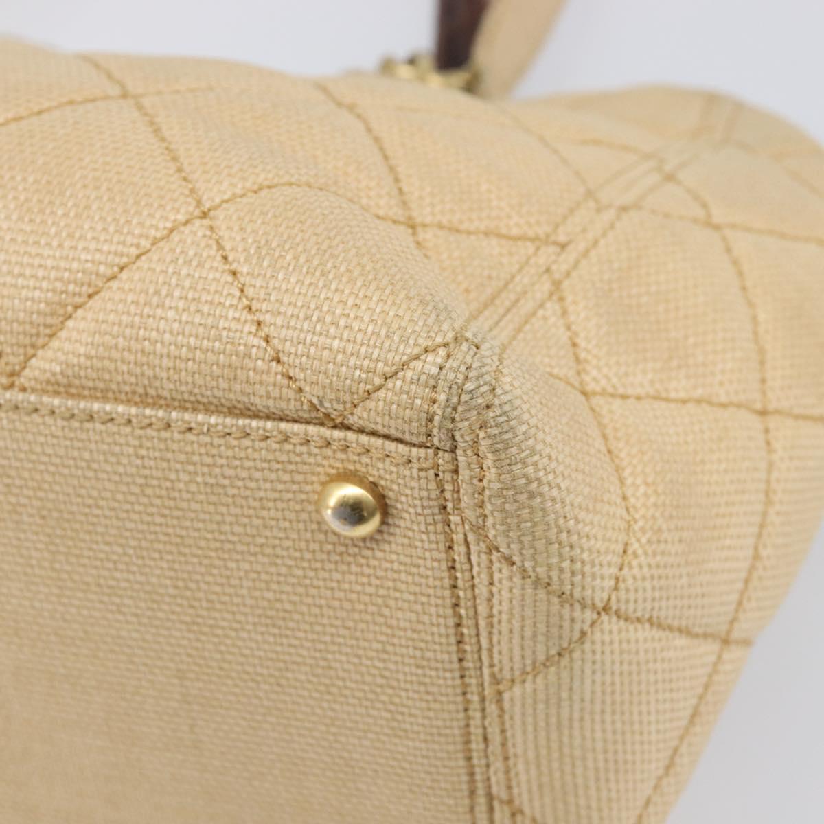 CHANEL Matelasse Tote Bag Raffia Beige Gold CC Auth ka6055A