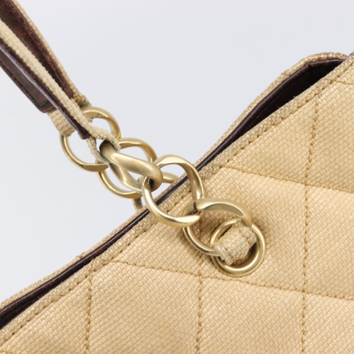 CHANEL Matelasse Tote Bag Raffia Beige Gold CC Auth ka6055A