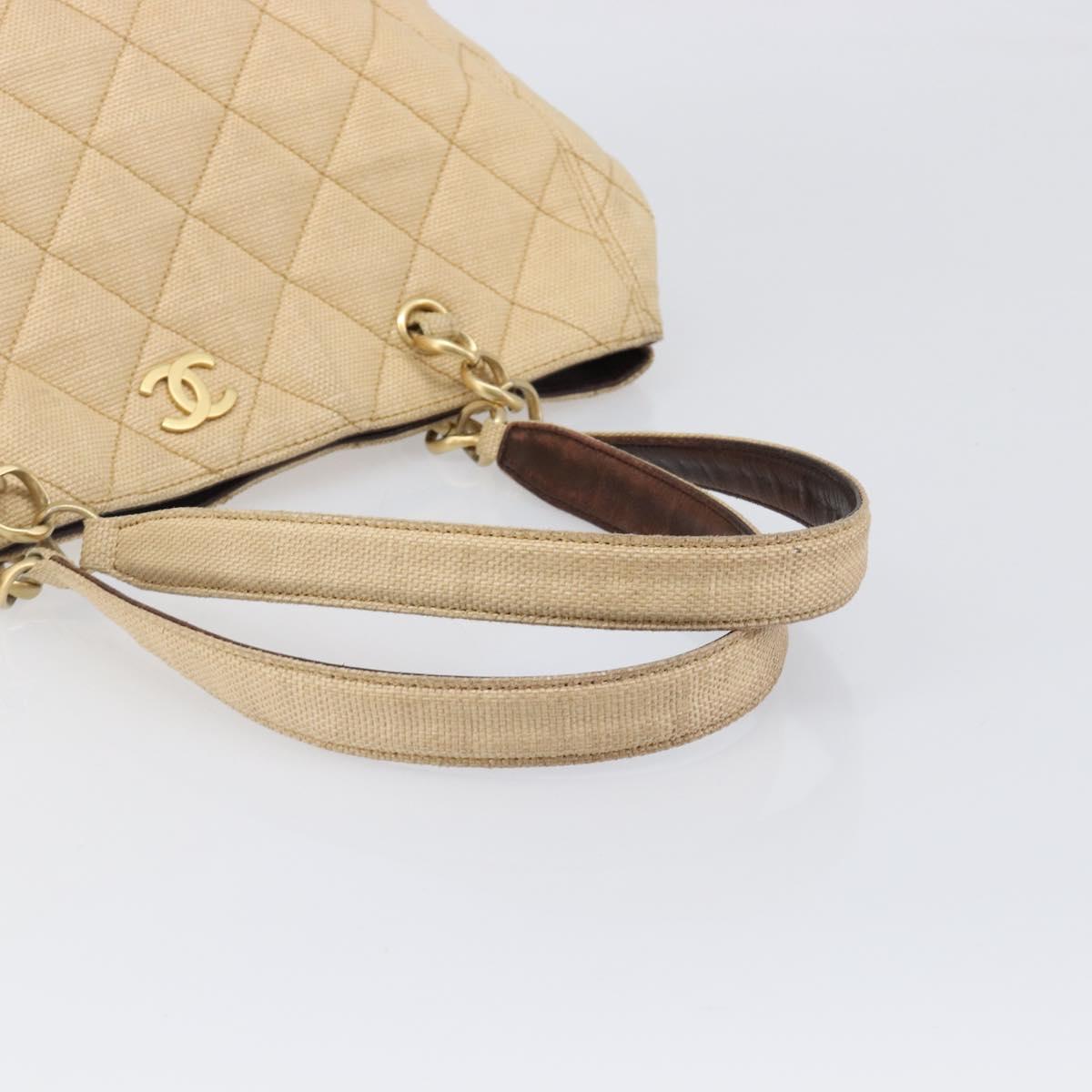 CHANEL Matelasse Tote Bag Raffia Beige Gold CC Auth ka6055A