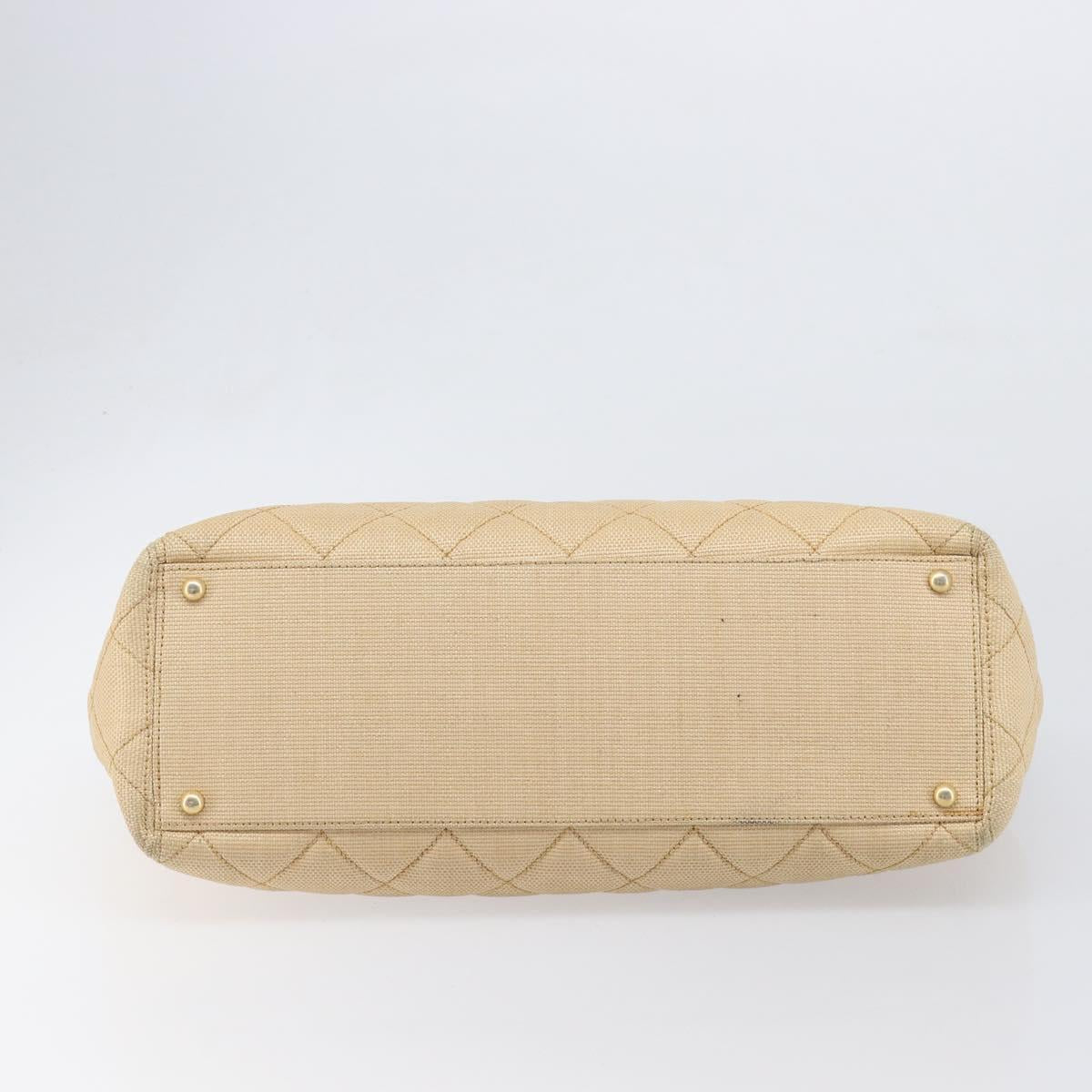 CHANEL Matelasse Tote Bag Raffia Beige Gold CC Auth ka6055A