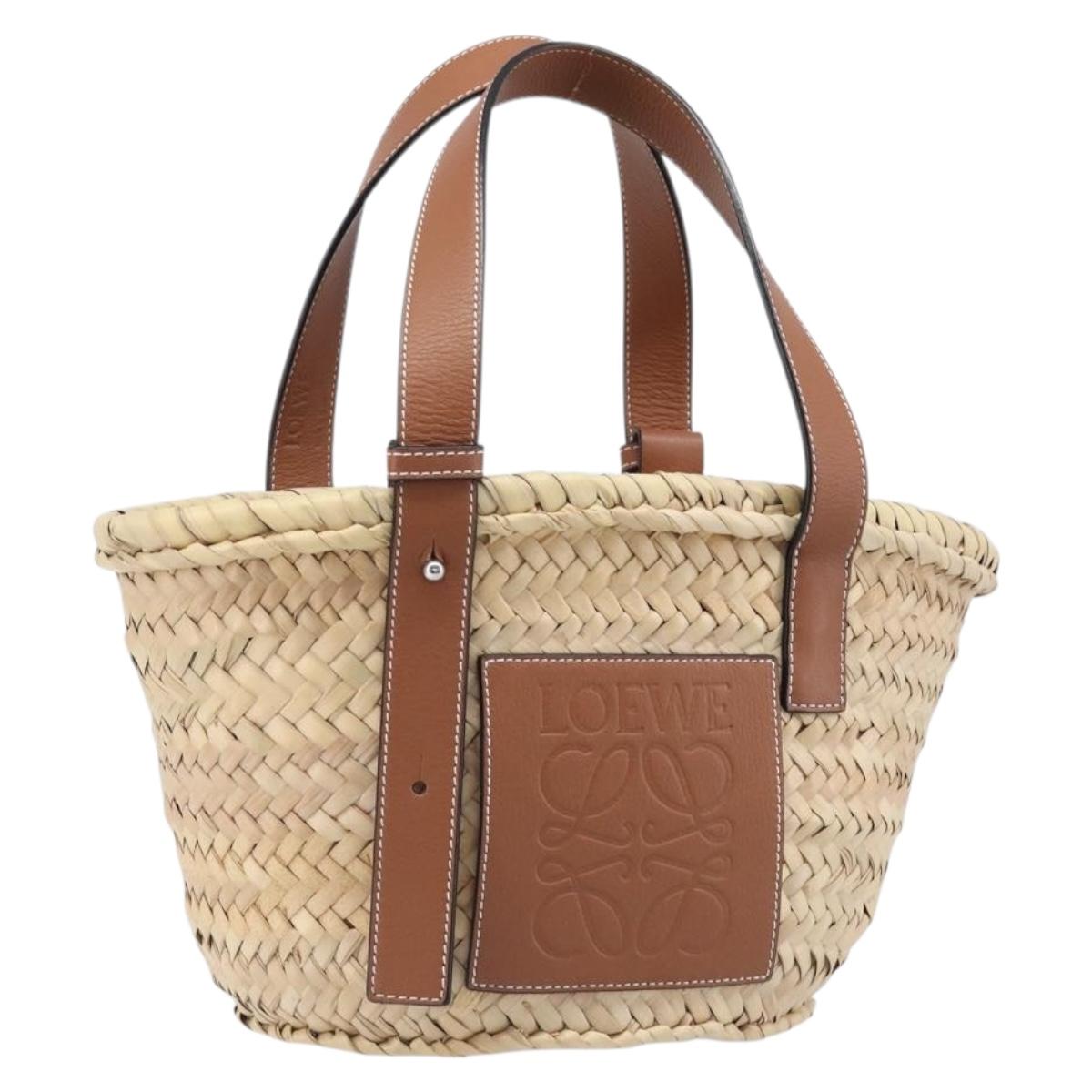 LOEWE Basket Bag Hand Bag Raffia Beige Auth ka6056V