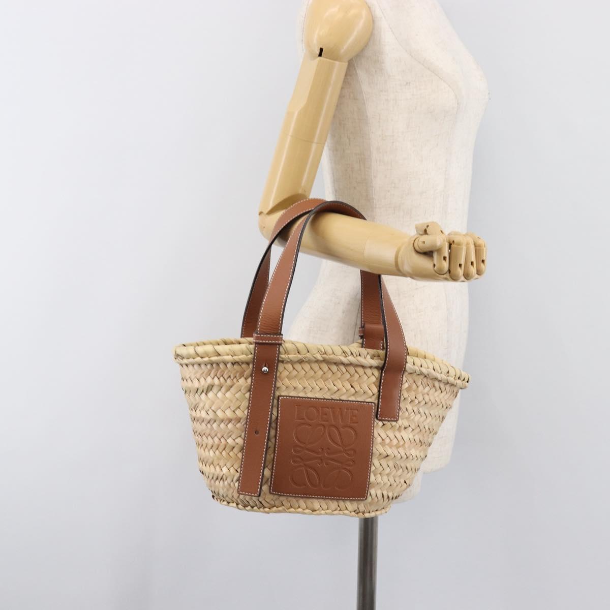 LOEWE Basket Bag Hand Bag Raffia Beige Auth ka6056V