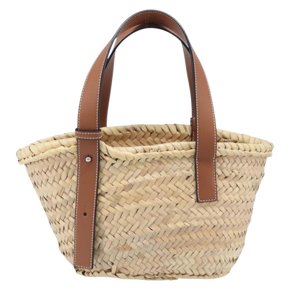 LOEWE Basket Bag Hand Bag Raffia Beige Auth ka6056V