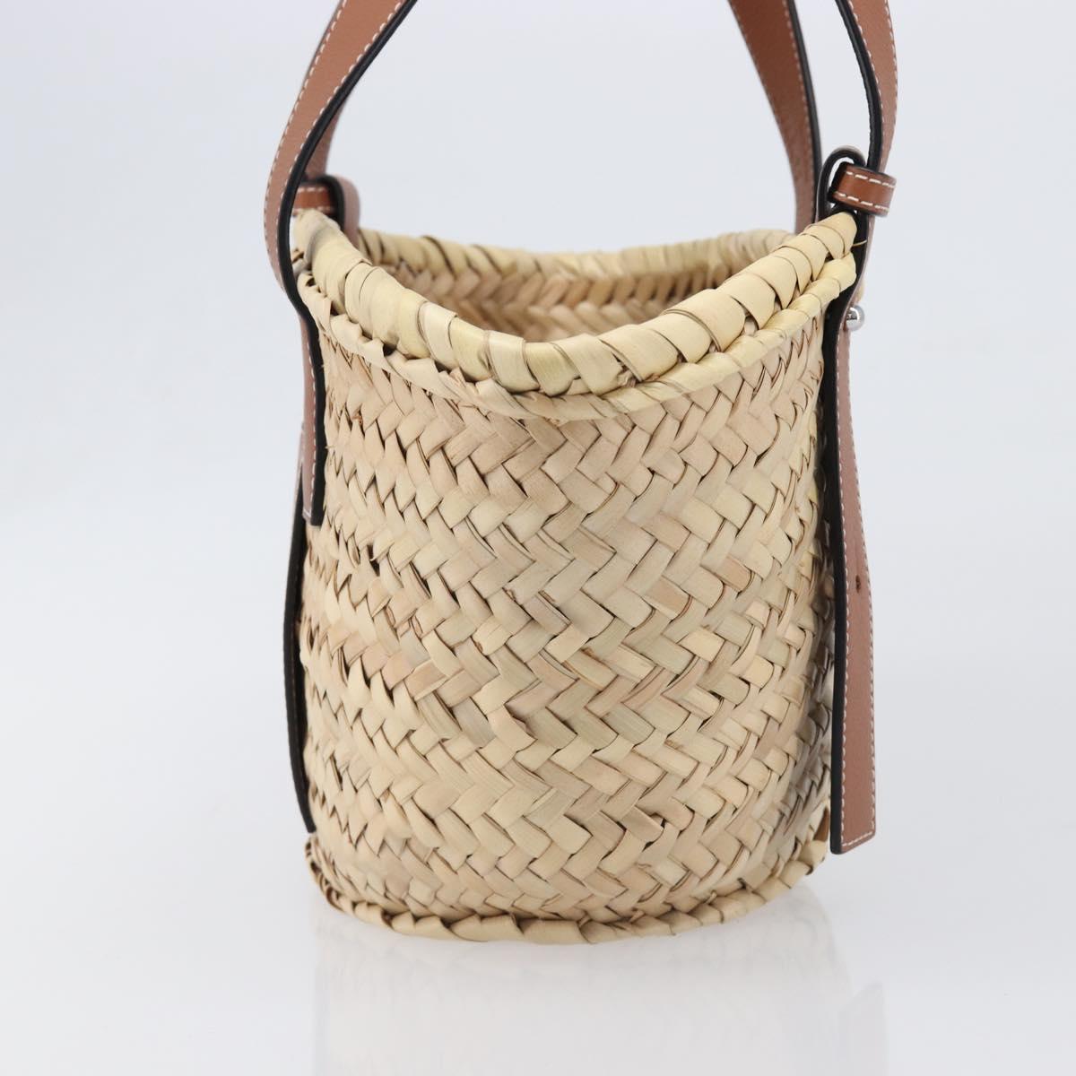 LOEWE Basket Bag Hand Bag Raffia Beige Auth ka6056V