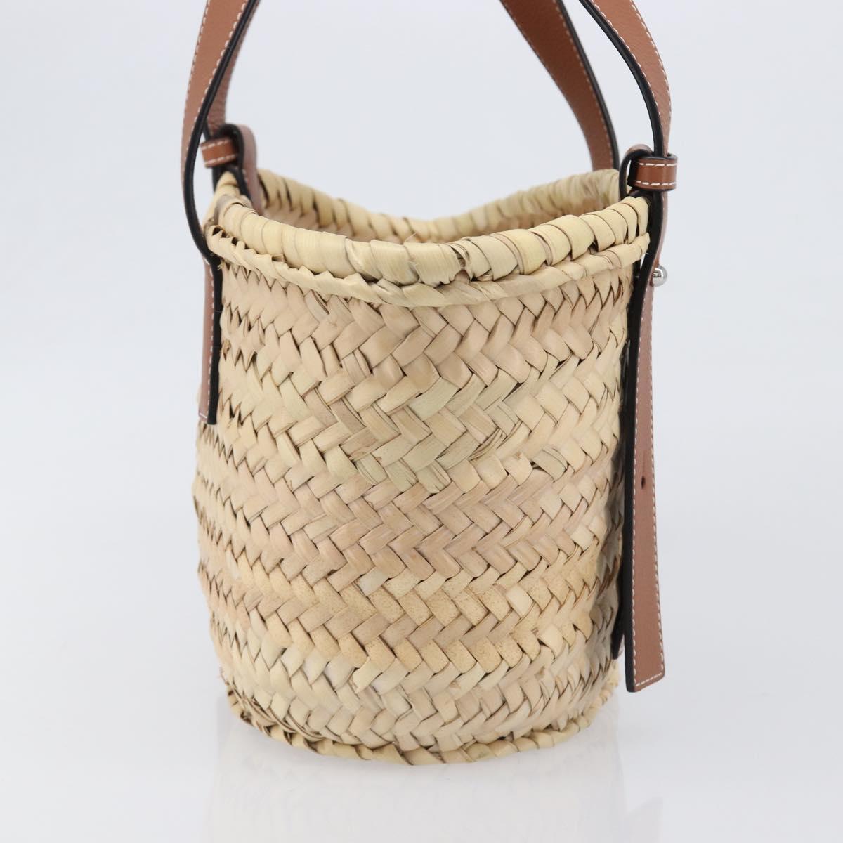 LOEWE Basket Bag Hand Bag Raffia Beige Auth ka6056V